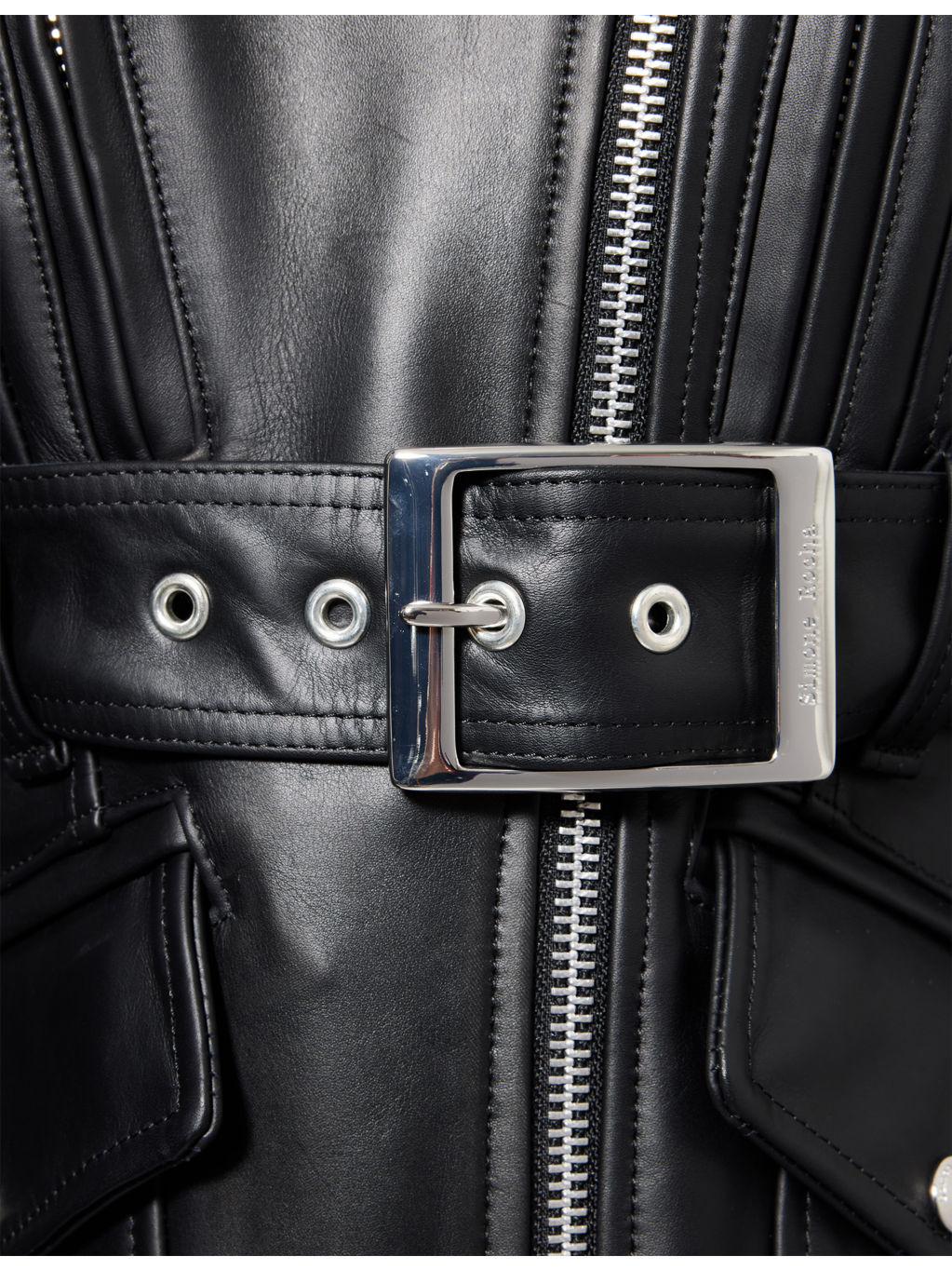 Sculpted Bow-Embellished Leather Jacket - 6
