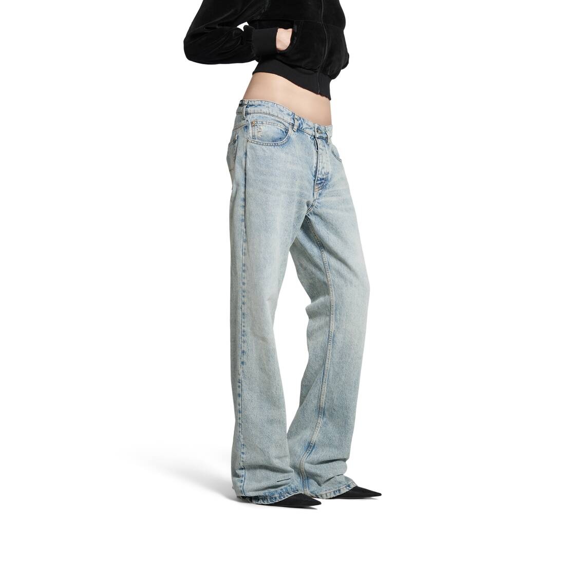 Low Waist Straight Pants in Light Blue - 5