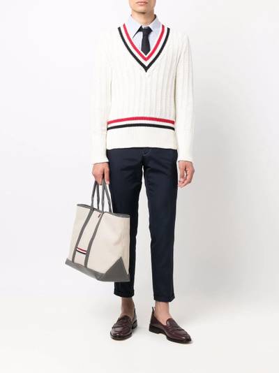 Thom Browne contrast-trim ribbed jumper outlook