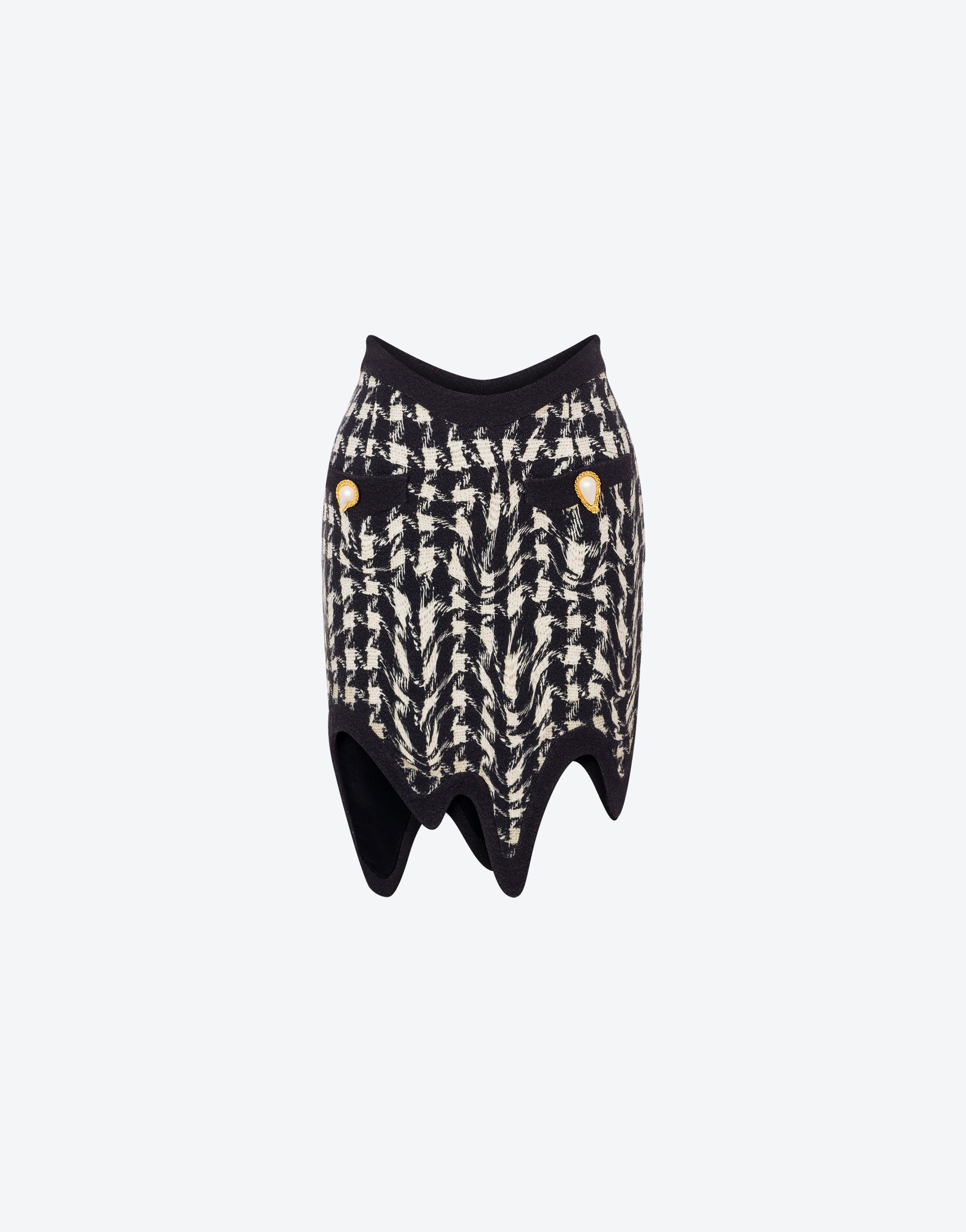 PIED DE POULE PRINT WOOL MINISKIRT - 1