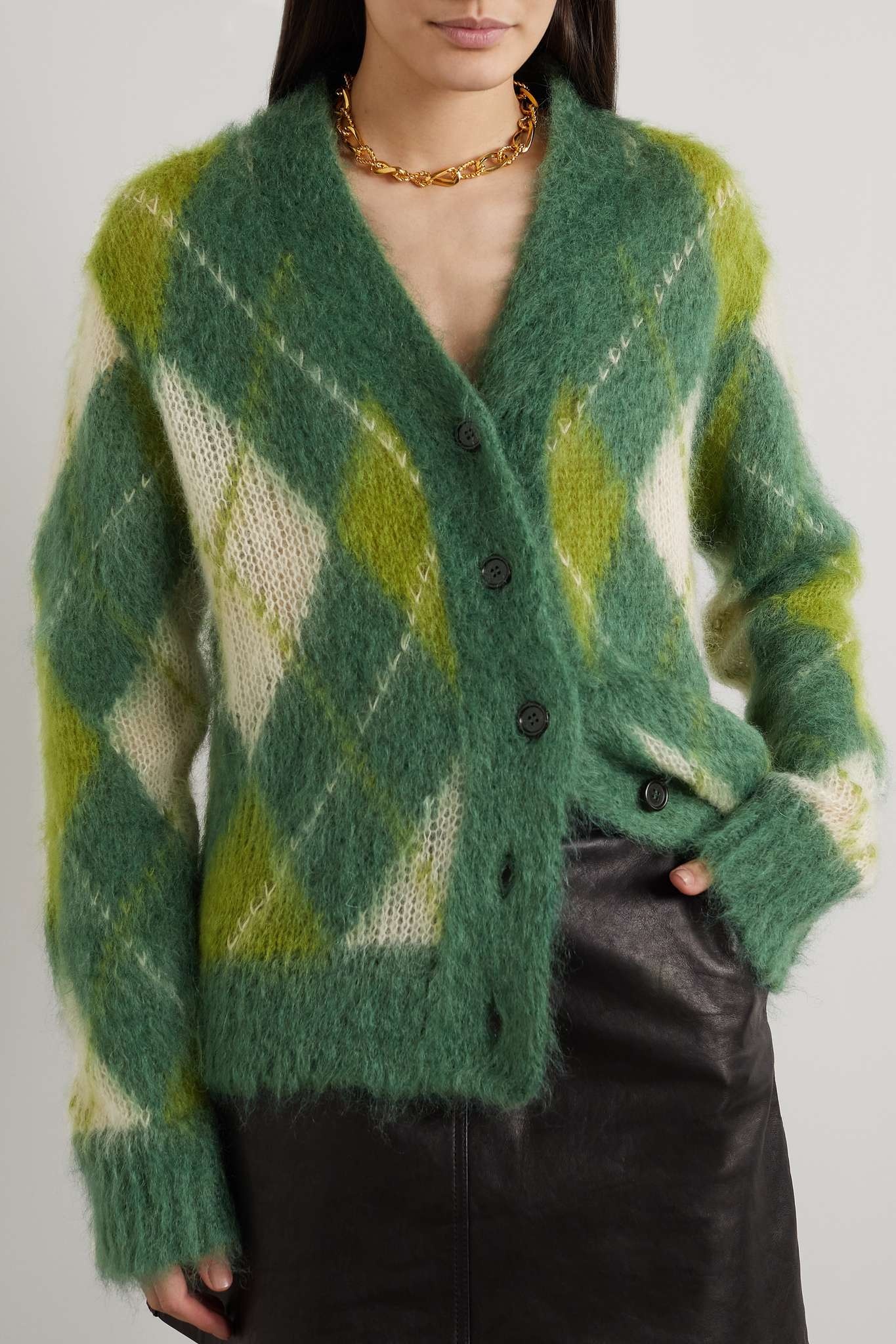 Argyle mohair-blend cardigan - 3