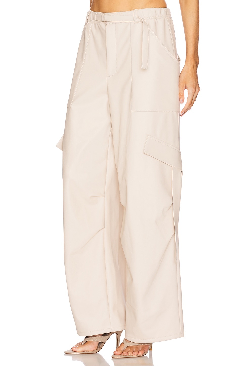 Stretch Faux Leather Utility Pocket Pant - 3