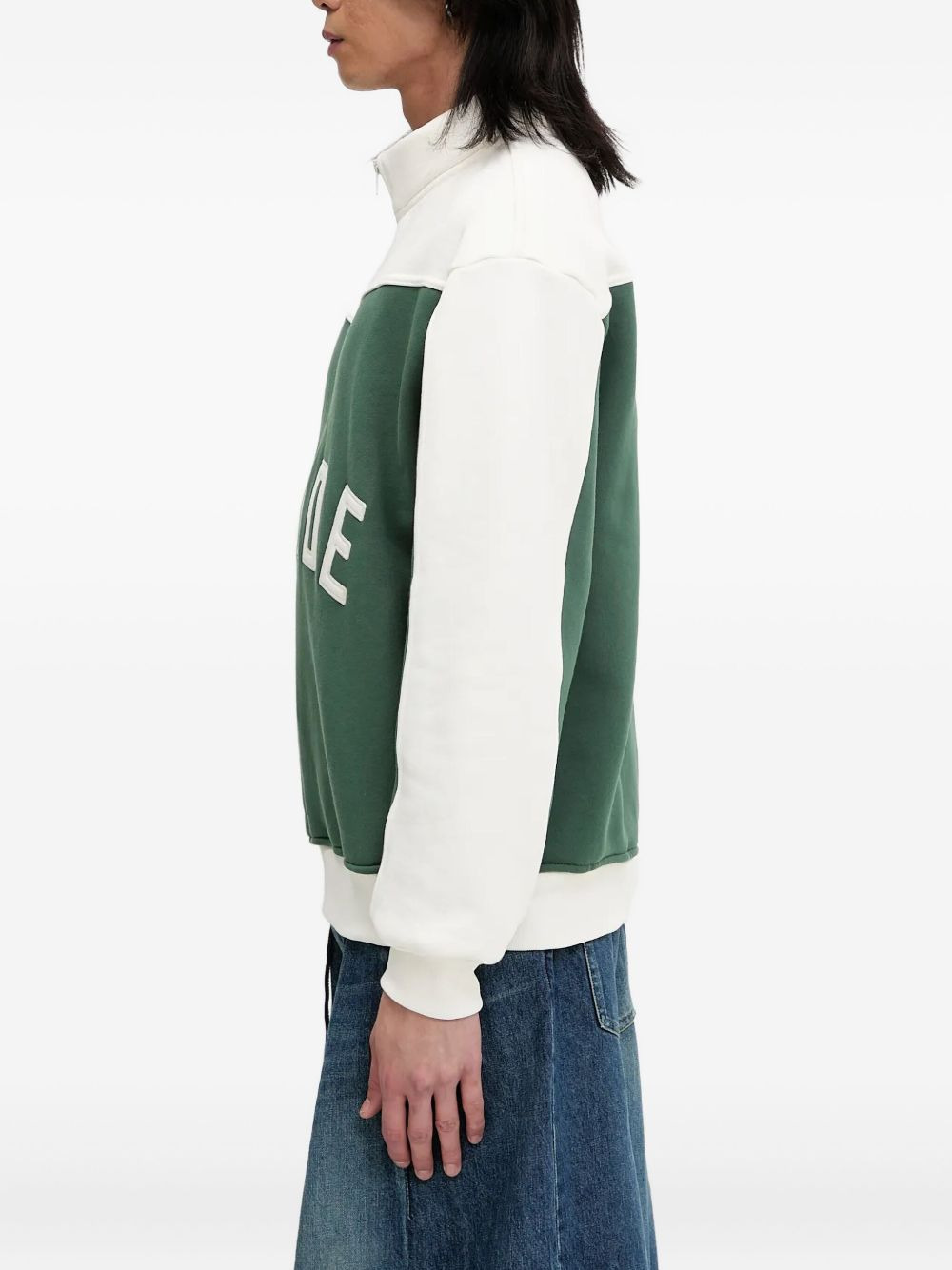 embroidered colour-block half-zip sweatshirt - 2