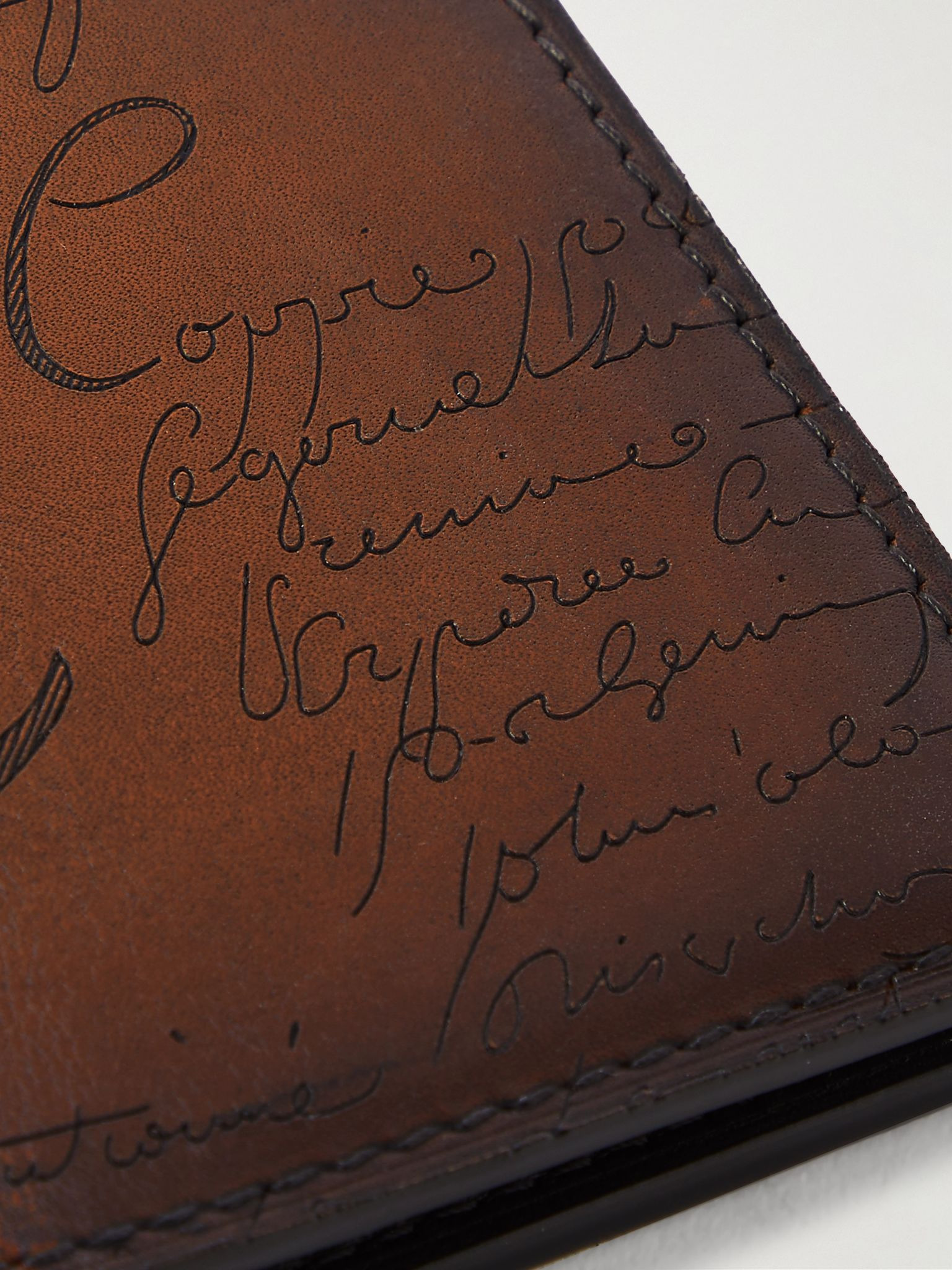 Jagua Neo Scritto Venezia Leather Bifold Cardholder Brown - 3