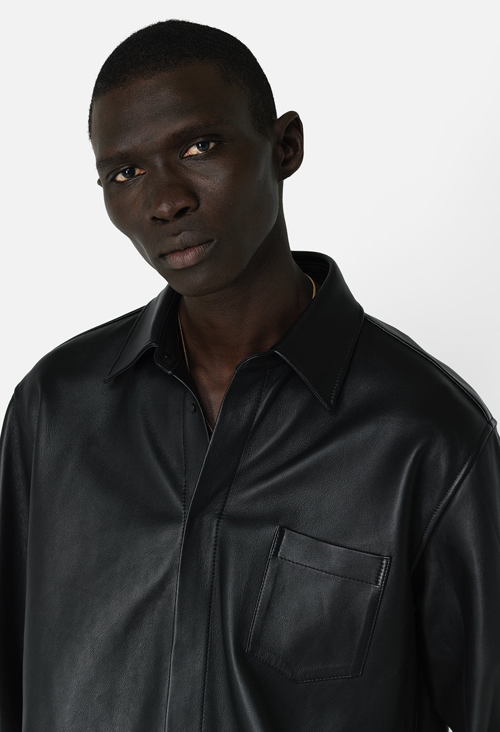 LEATHER CLOAK BUTTON UP - 6
