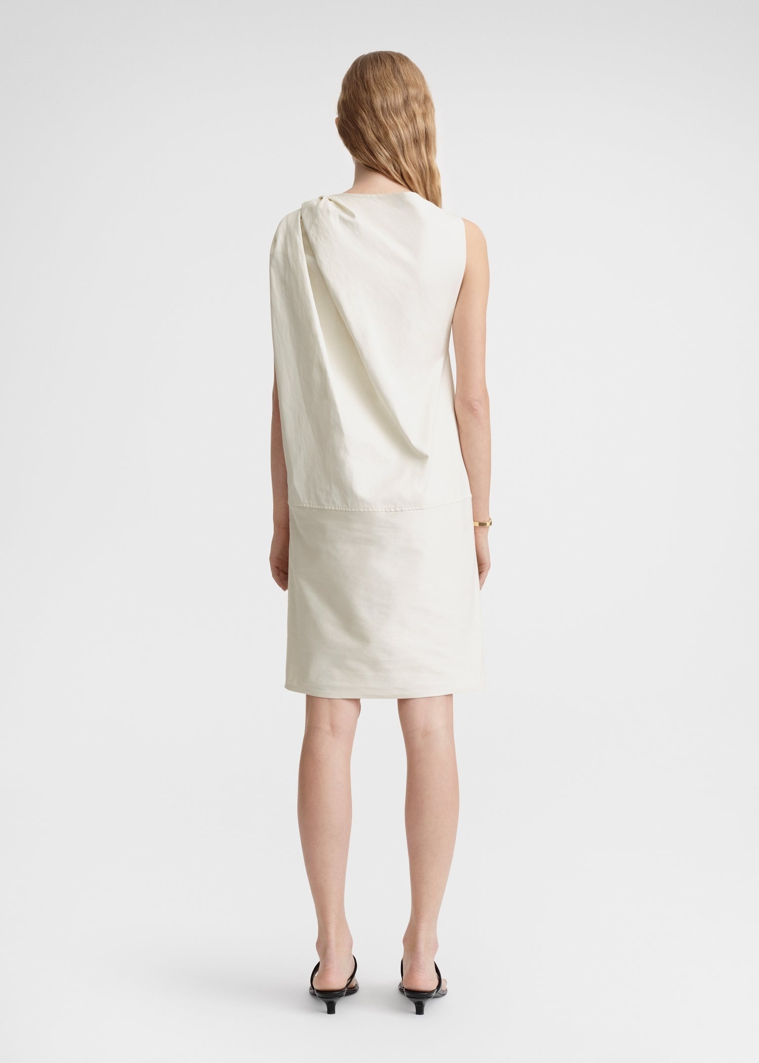 Shoulder-twist dress ecru - 5