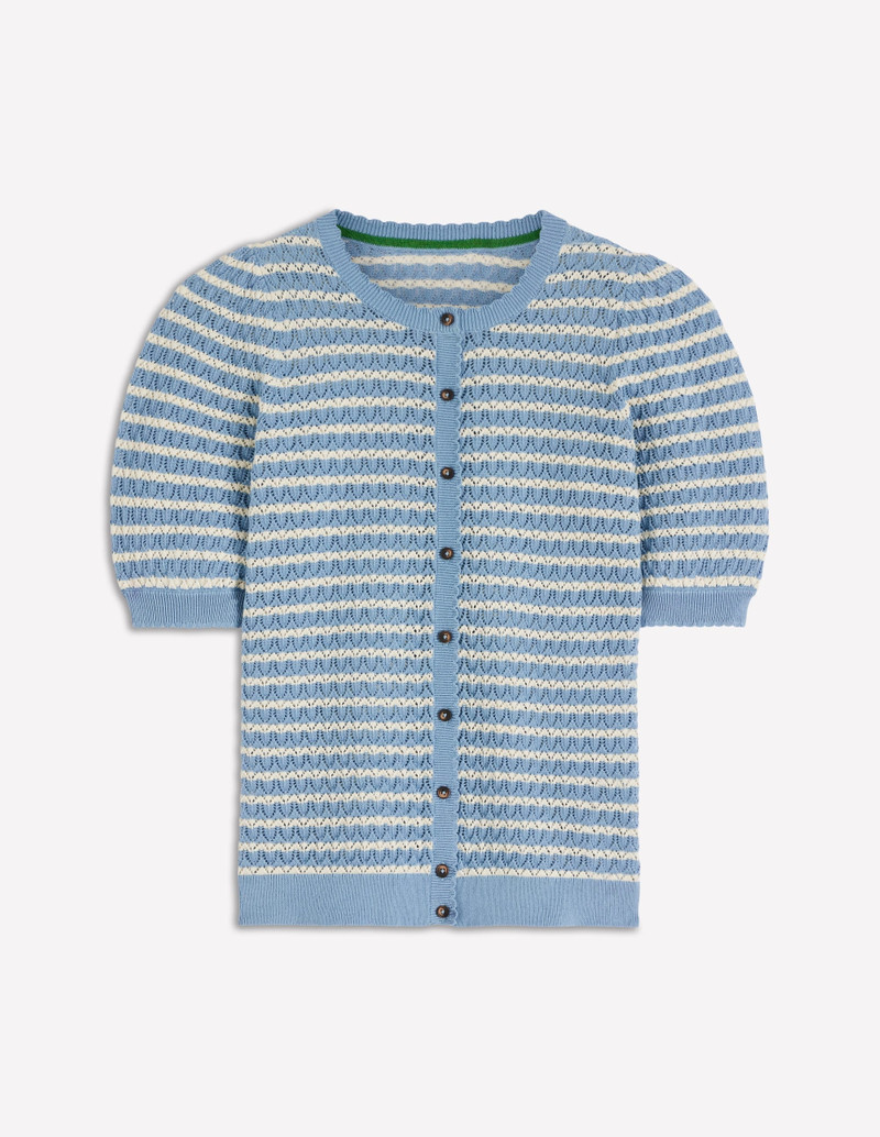 Dot Pointelle Cardigan-Blue Stripe 6