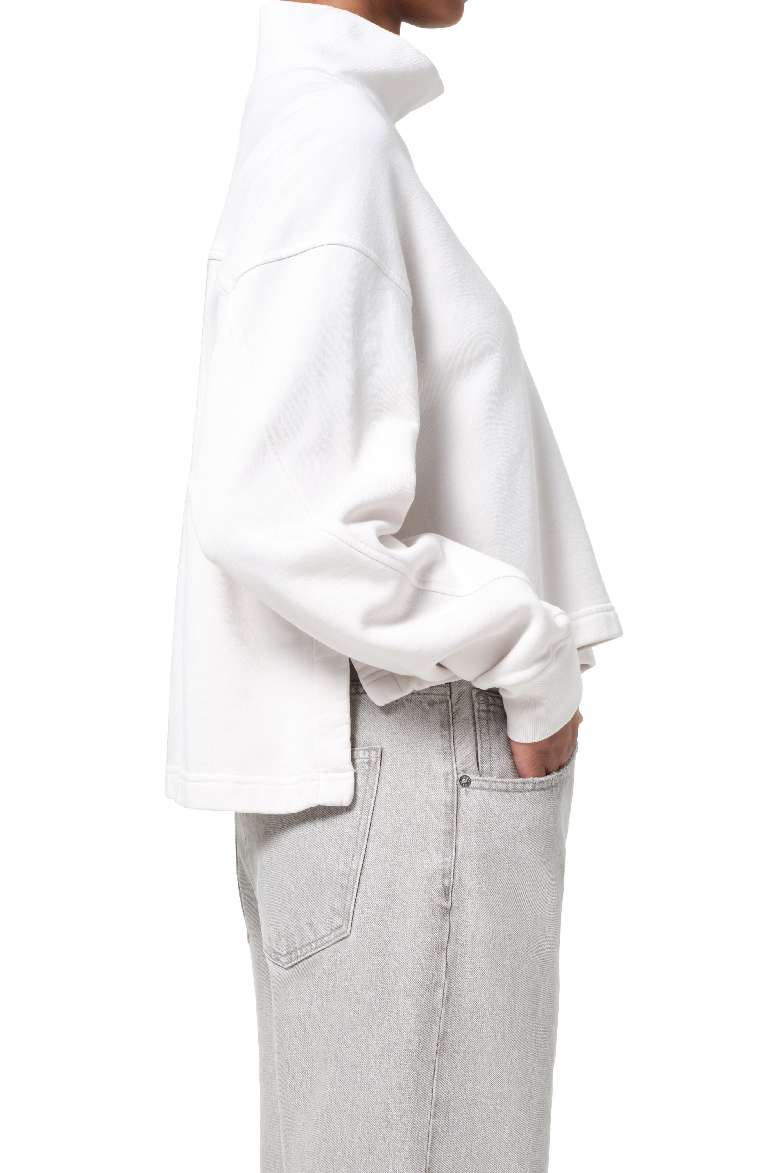 AGOLDE Isra Mock Neck Fleece Cotton Pullover in Wired at Nordstrom - 3