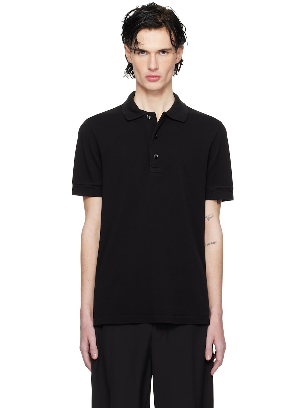 Black Three-Button Polo - 1