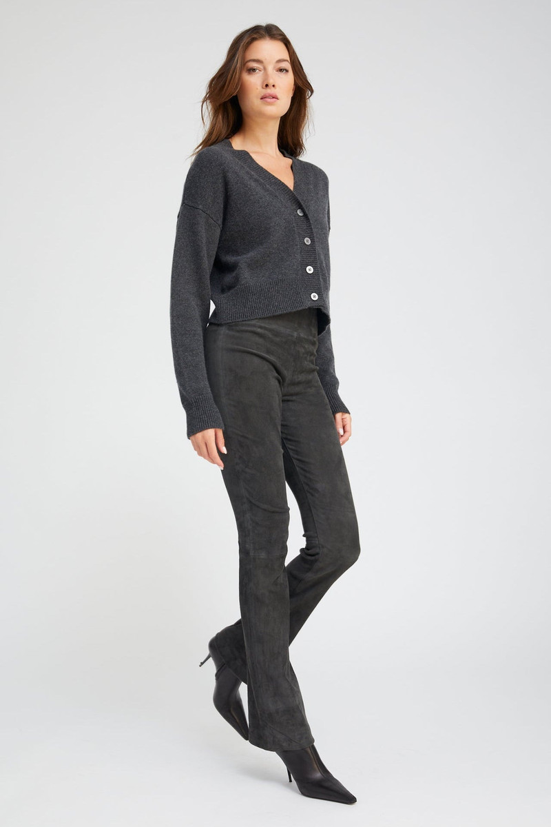 SPRWMN CHARCOAL SUEDE MICRO FLARE outlook