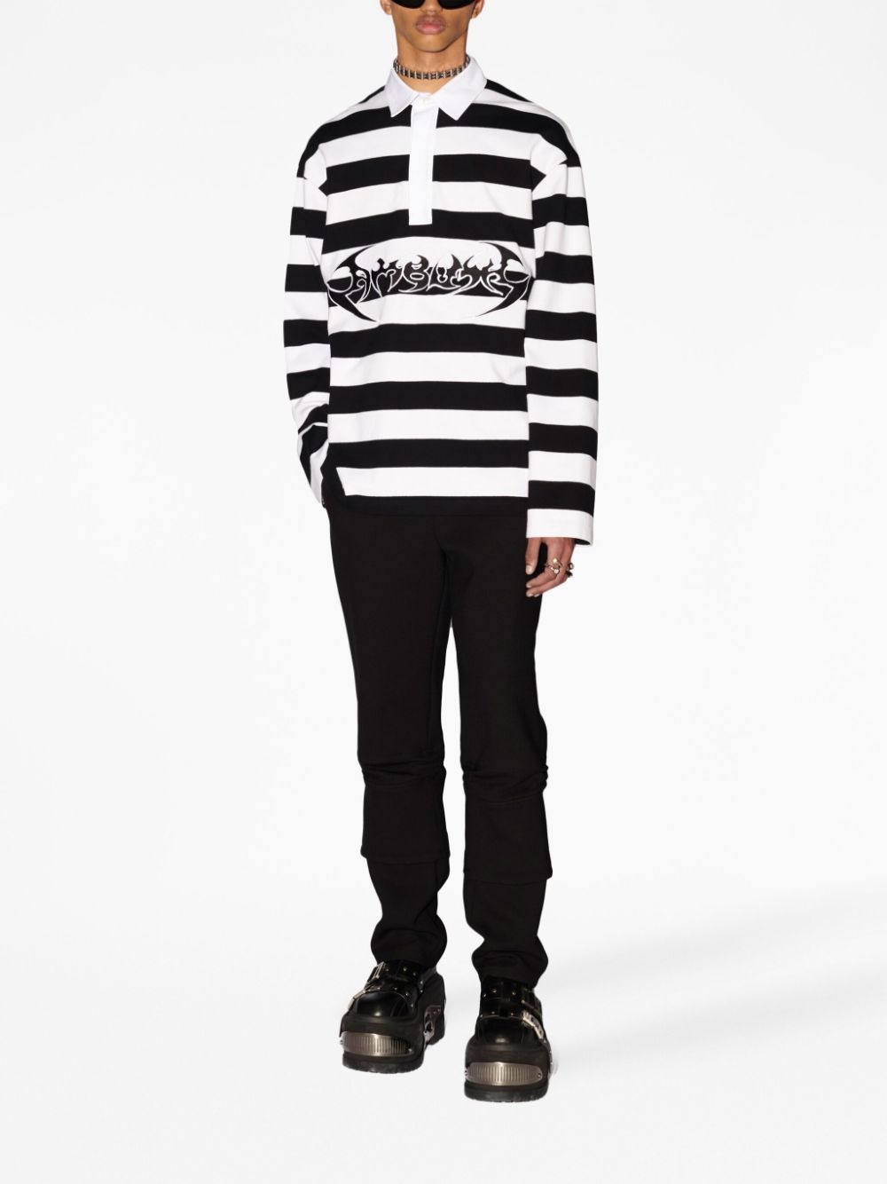 logo-print striped polo shirt - 2