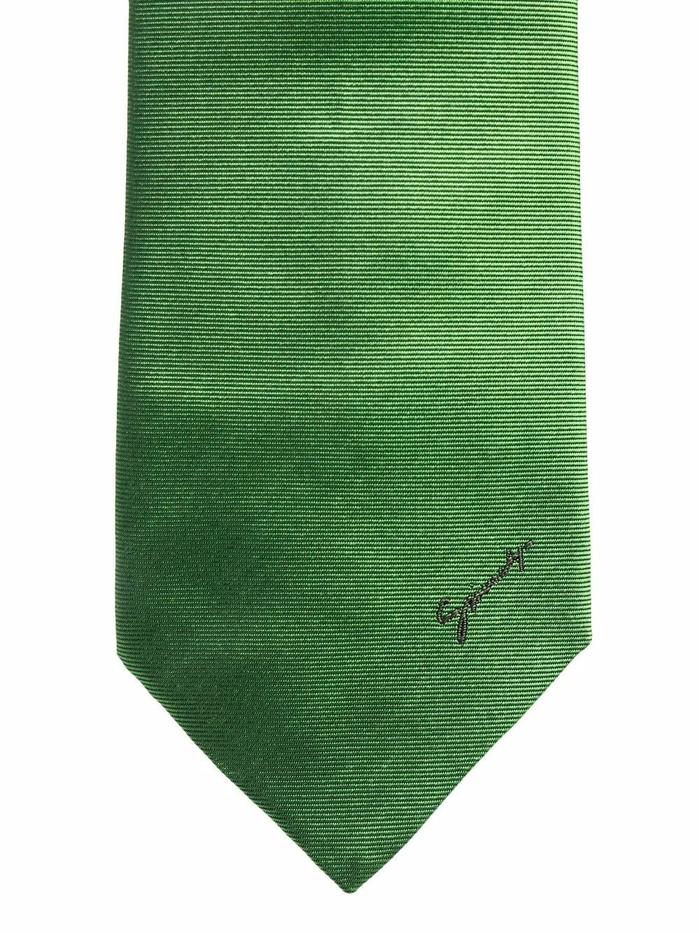 logo embroidered silk tie - 2