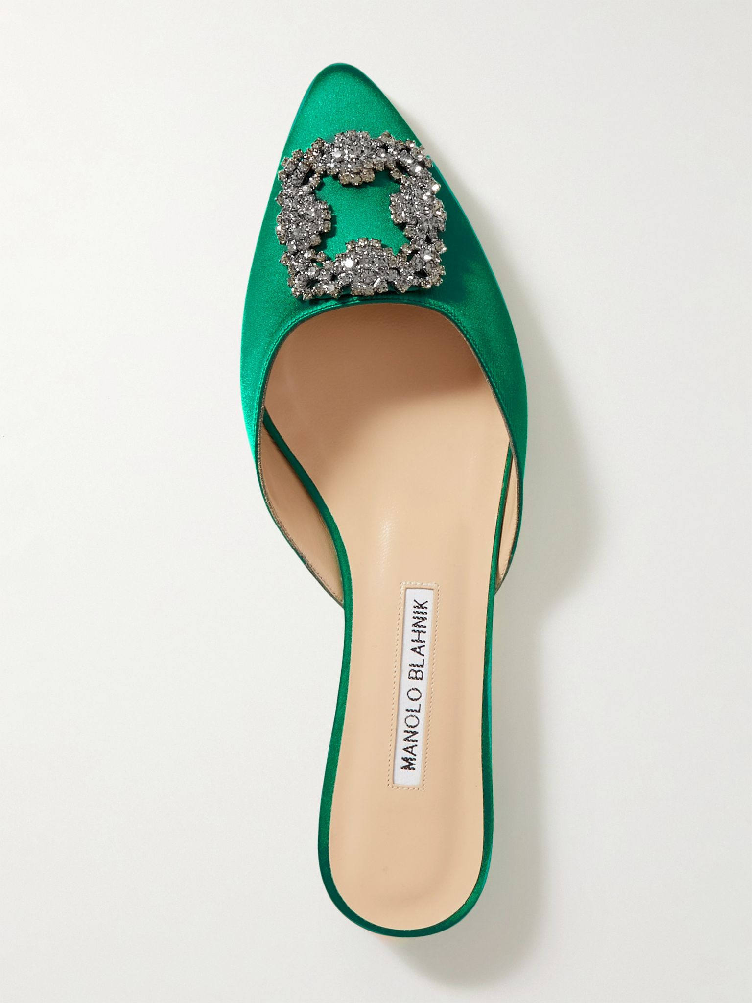 Hangisi crystal-embellished satin slippers Green - 5