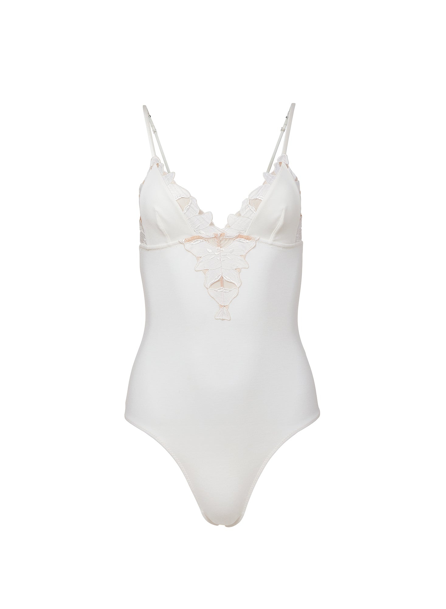 Lily Embroidery V-Neck Plunge Bodysuit - 1