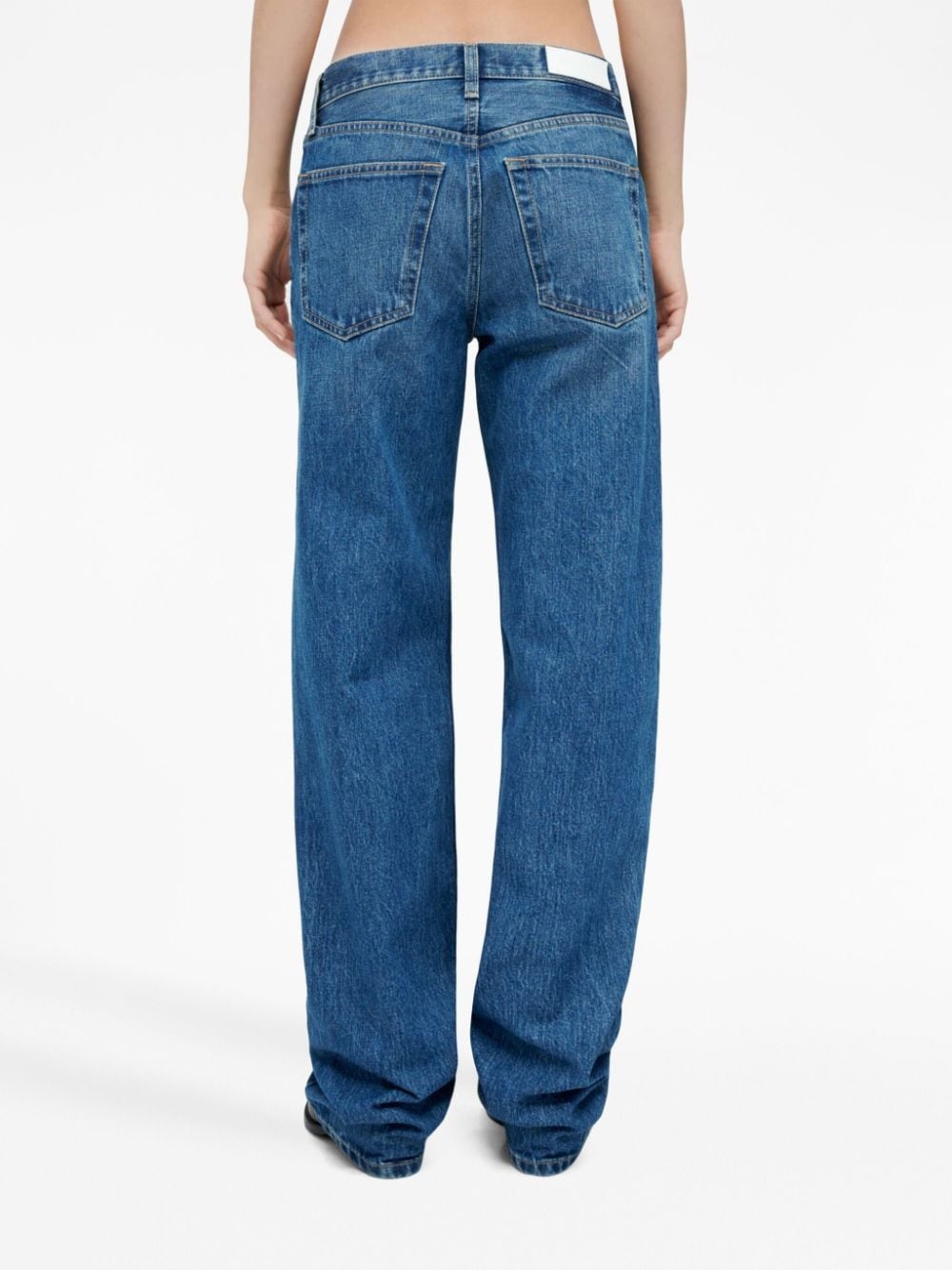 contrast-stitching cotton straight-leg jeans - 4
