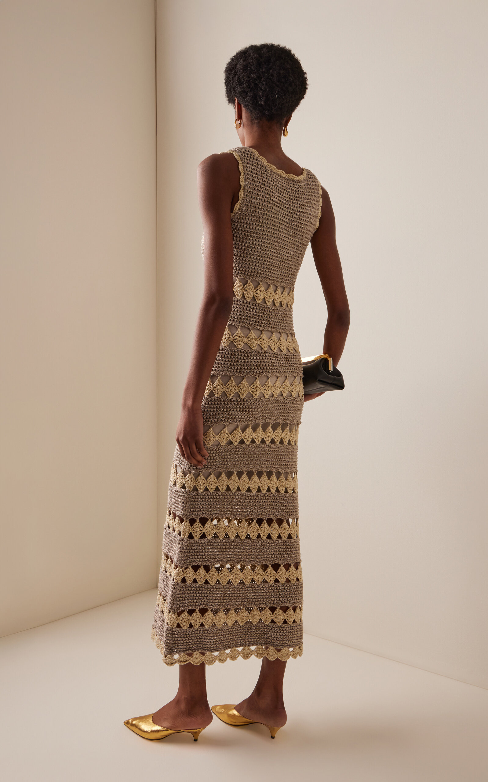 Joan Crocheted Metallic-Cotton Midi Dress ivory - 4