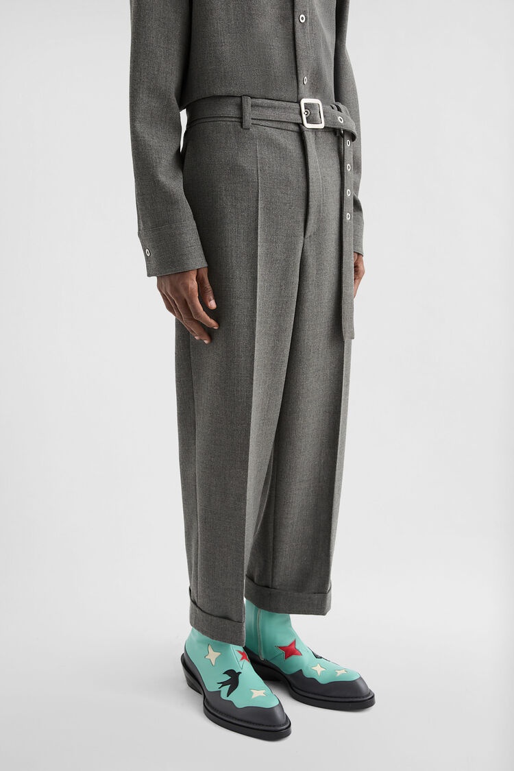 Wool Canvas Belted Trousers - 4