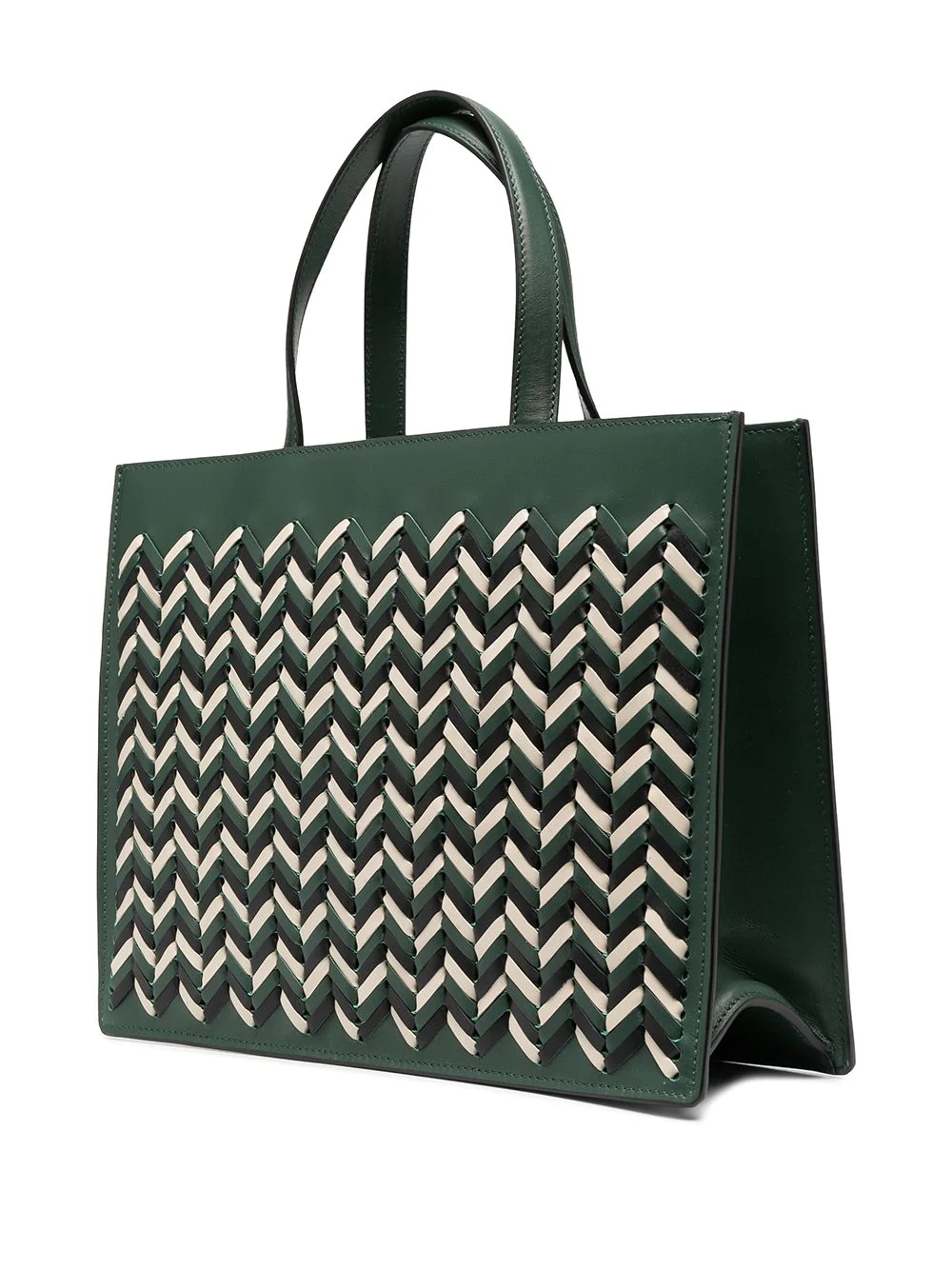 logo woven top-handle tote - 3