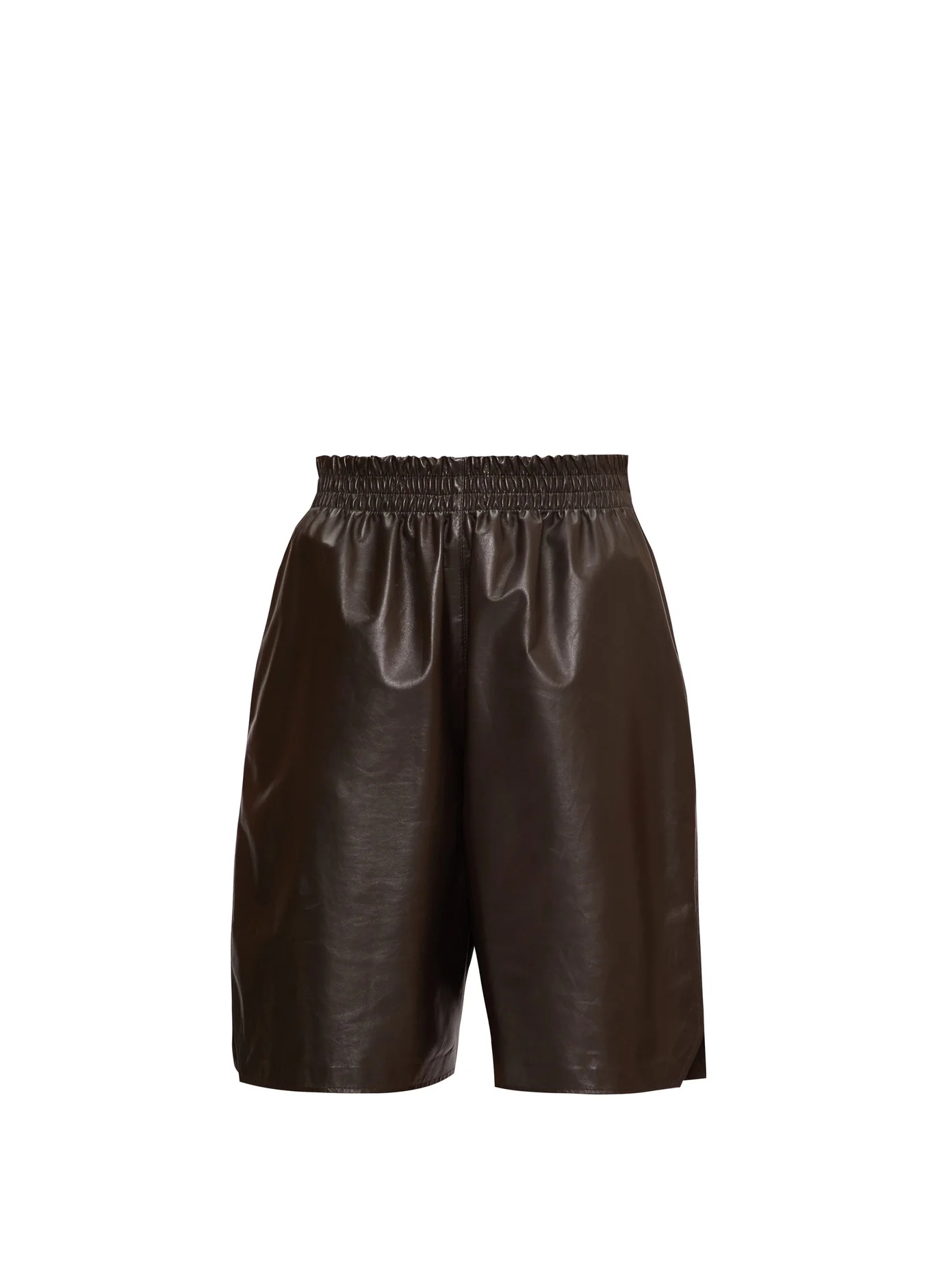 Elasticated-waist leather shorts - 1