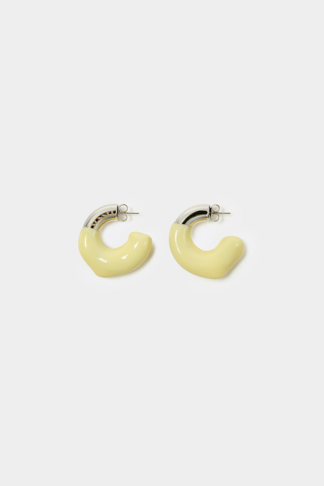 SMALL RUBBERIZED EARRINGS SILVER / yellow - 1
