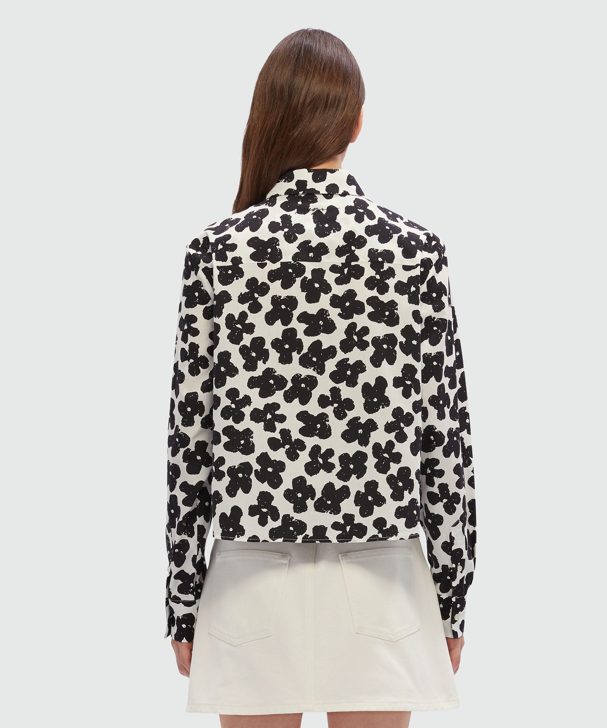 White poplin shirt with MSGM "Puffy flowers" print - 3