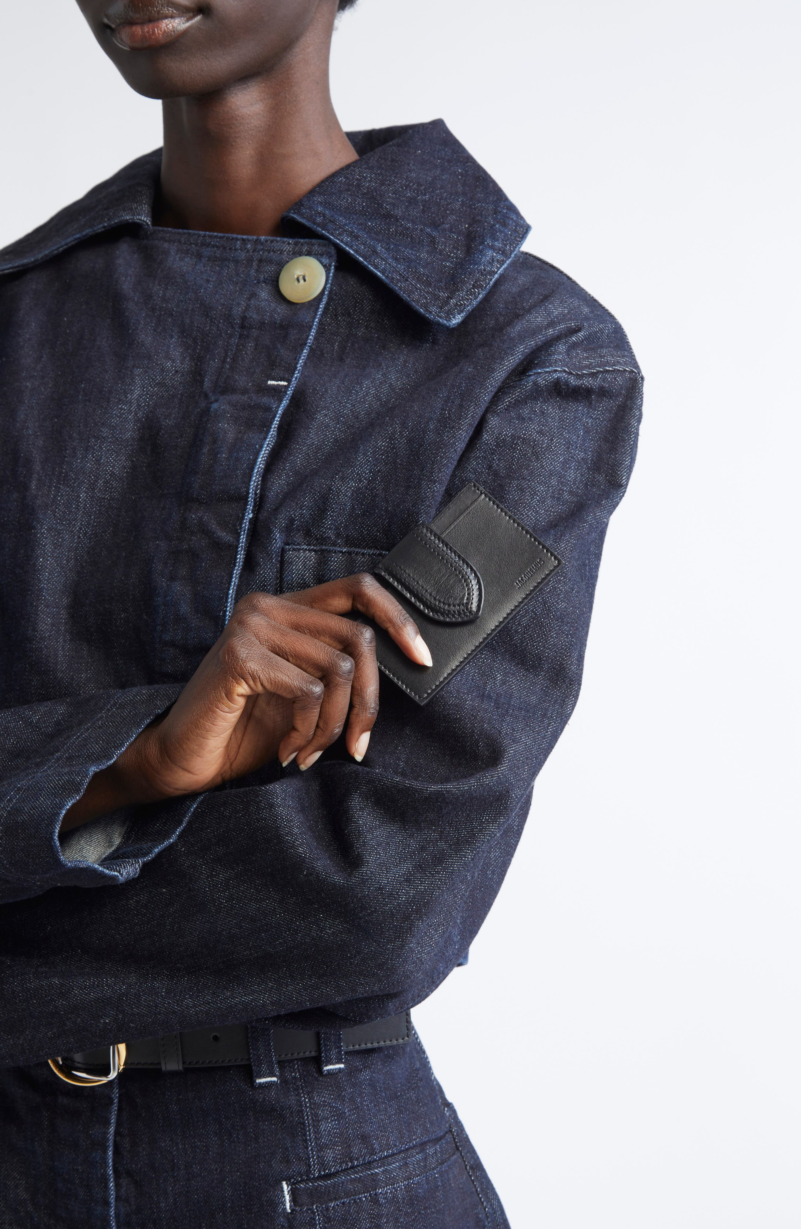 Jacquemus The Bambino Leather Card Case in Black at Nordstrom - 2