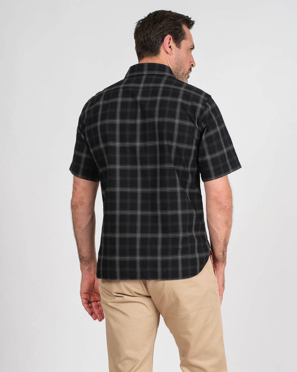 5OZ SELVEDGE SHORT SLEEVED MADRAS CHECK WORK SHIRT - BLACK - 3