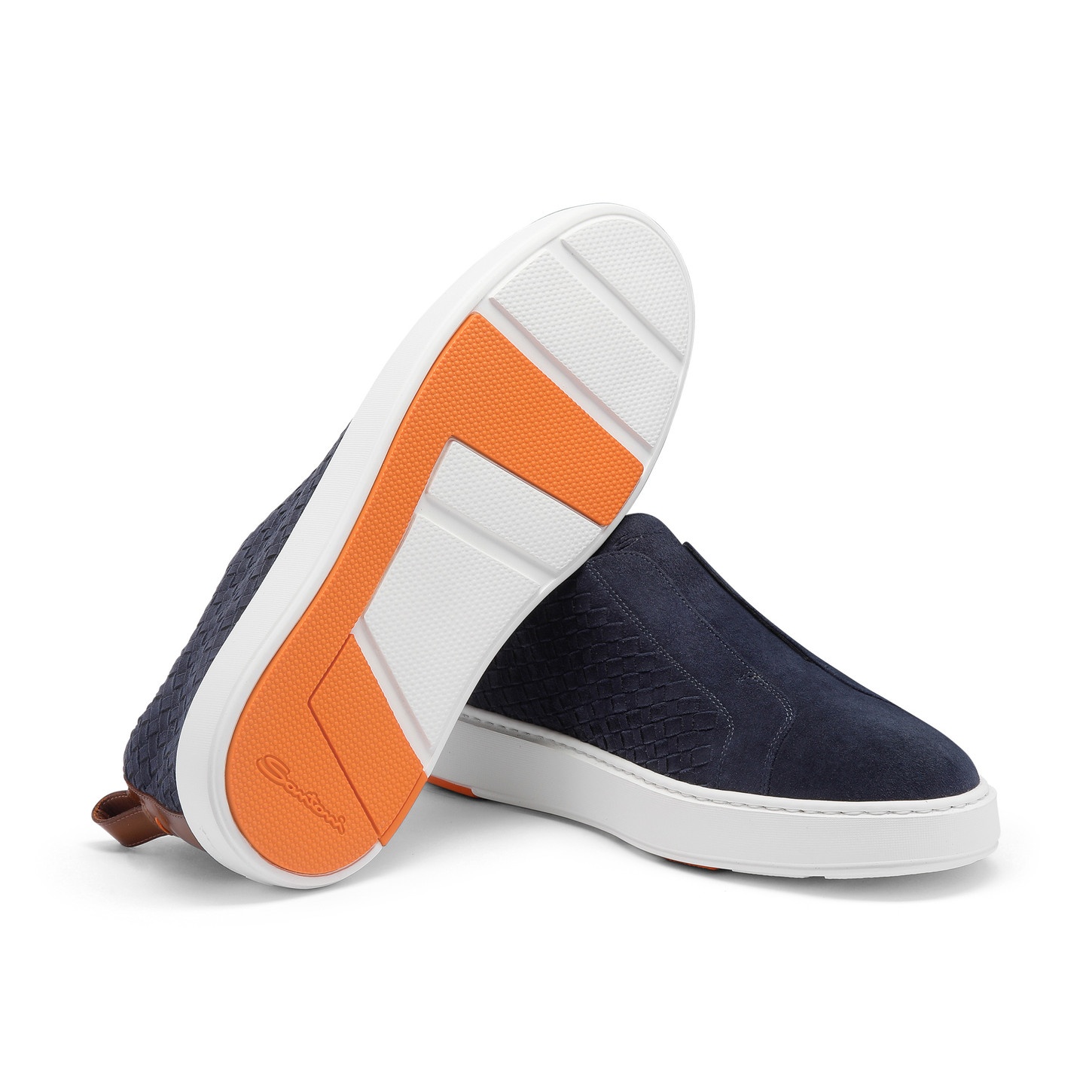 Men's blue woven suede slip-on sneaker - 4