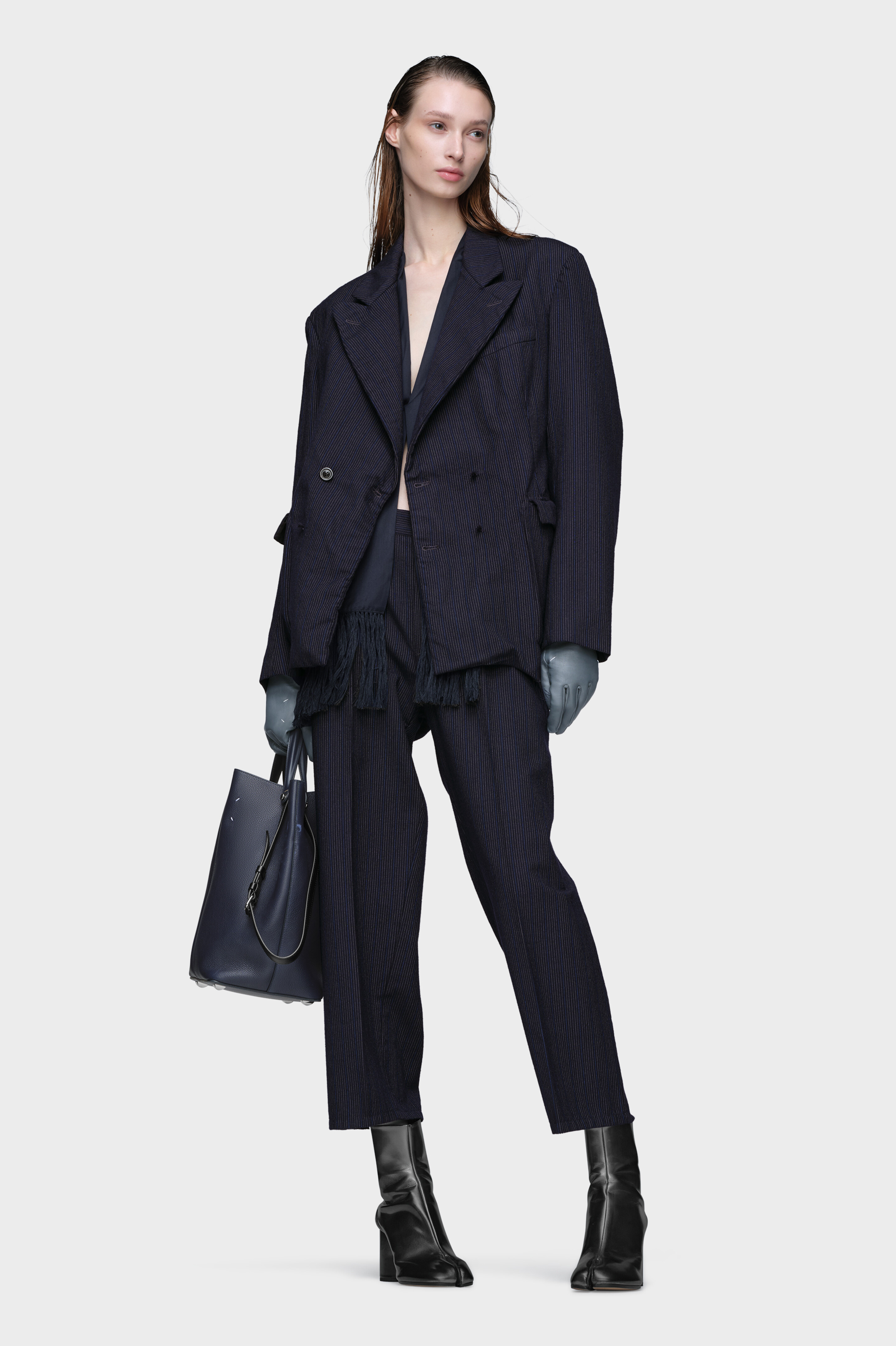 Pinstripe wool trousers - 6
