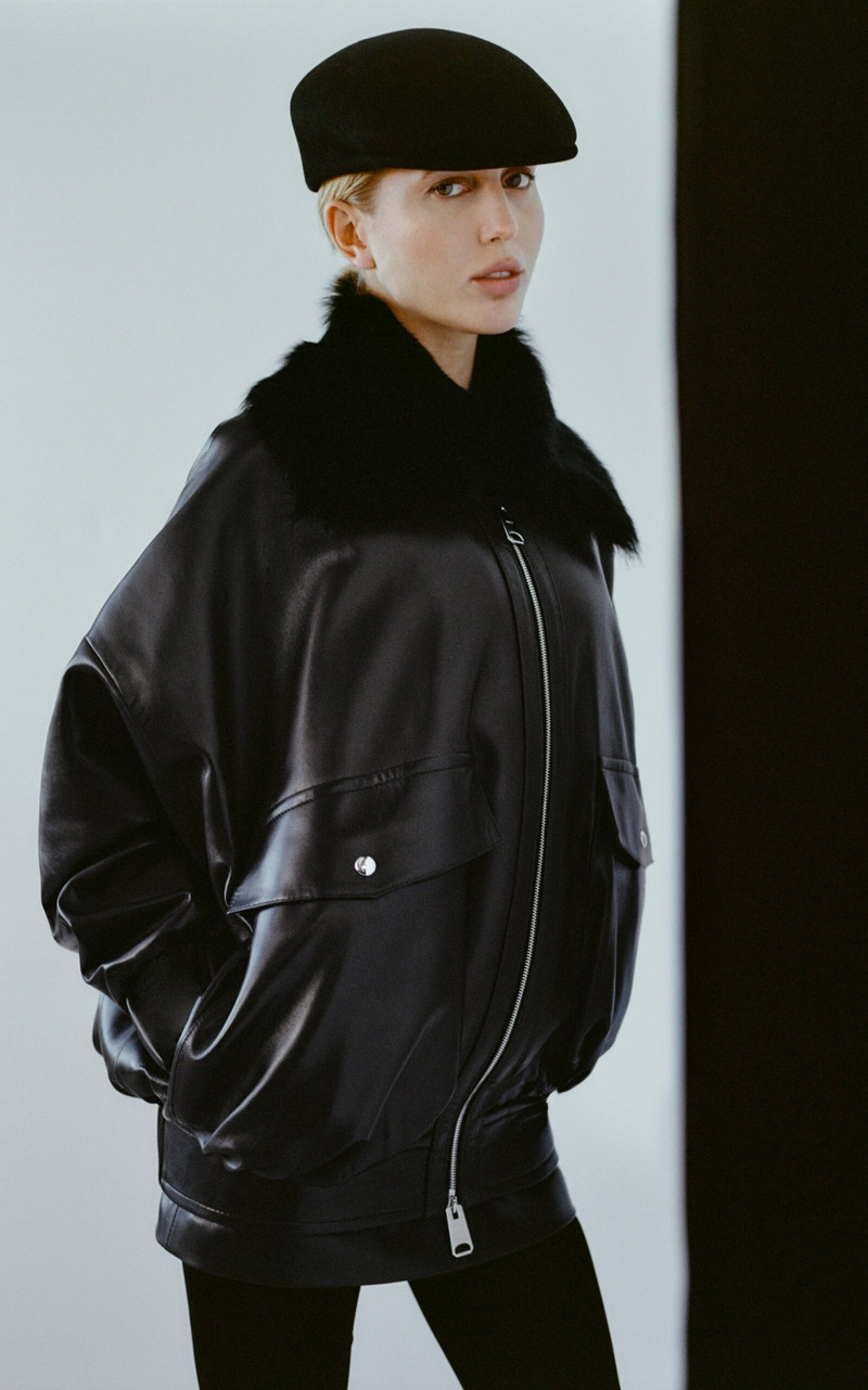 KHAITE Daemon Shearling-Trimmed Leather Jacket brown outlook