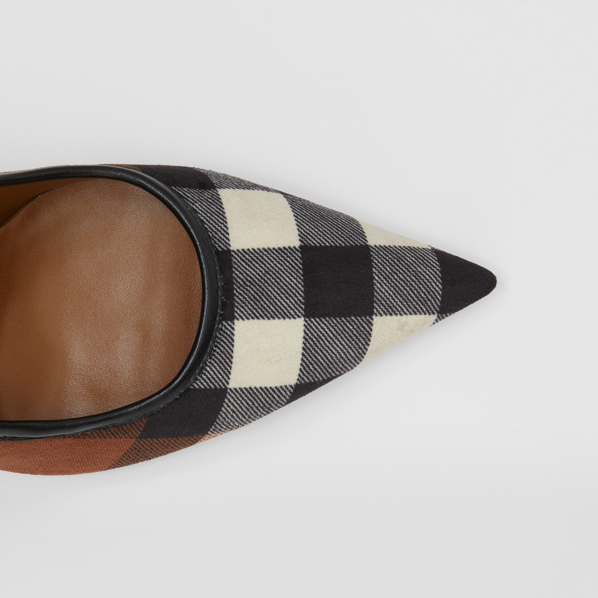 Exaggerated Check Leather Point-toe Pumps - 2