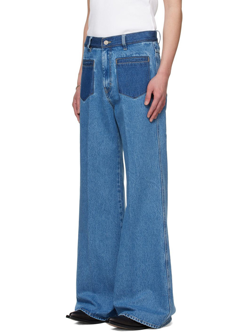 LU'U DAN BRUCE LEE x LỰU ĐẠN Blue Nocturnal Flare Jeans outlook