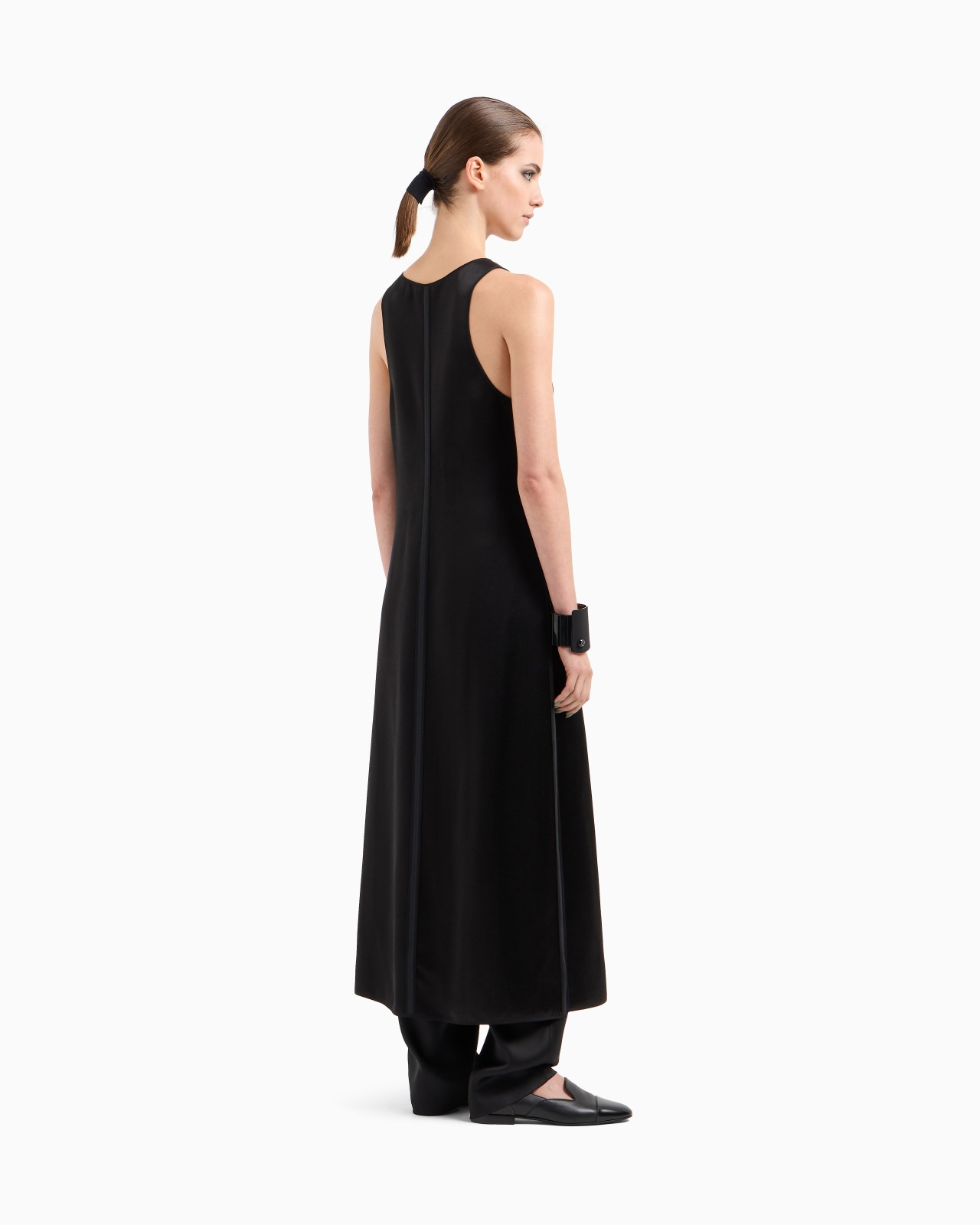 TUSSAH SILK SATIN LONG GILET - 3