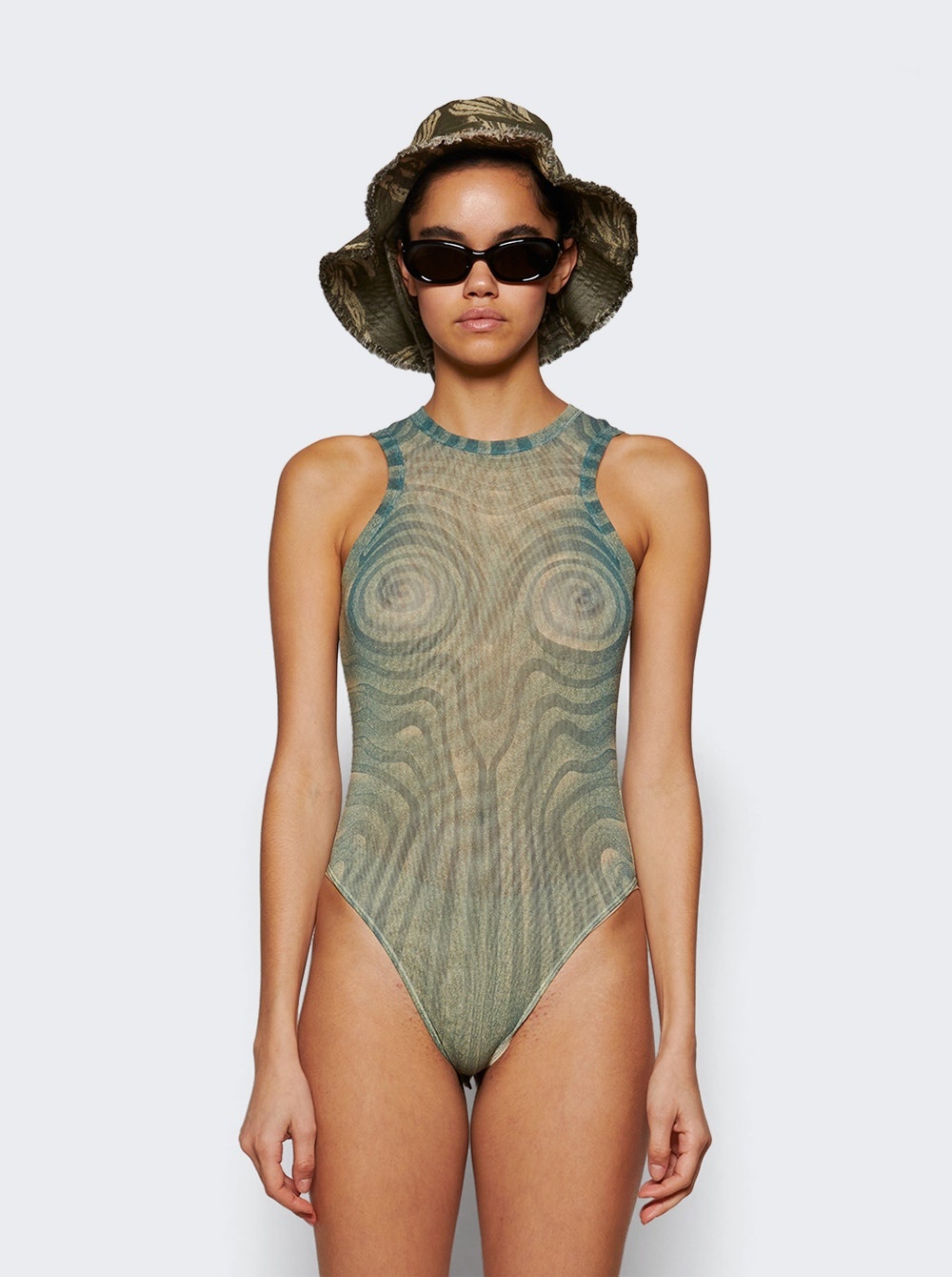 Spiral Bodysuit Ecru And Aqua - 3