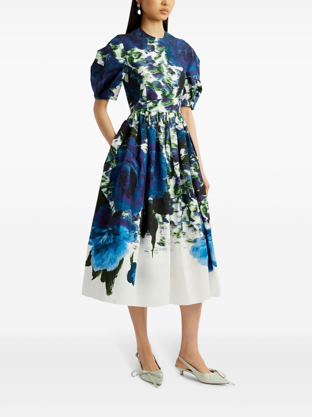 abstract-print tafetta midi dress - 3