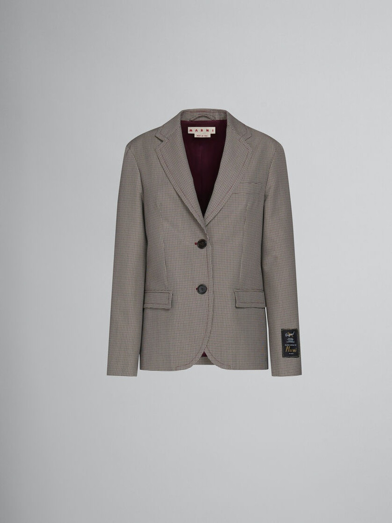 GREY AND RED HOUNDSTOOTH CHECK WOOL JACKET 1