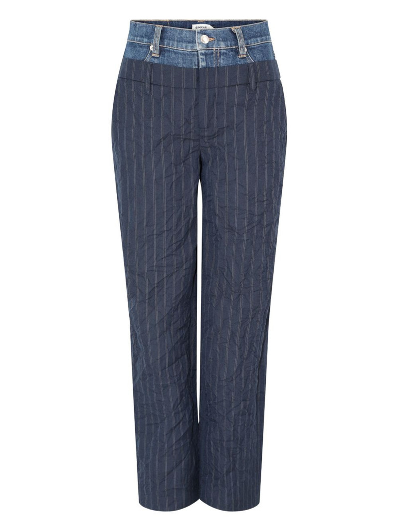 Ophelia double-waistband striped trousers 1