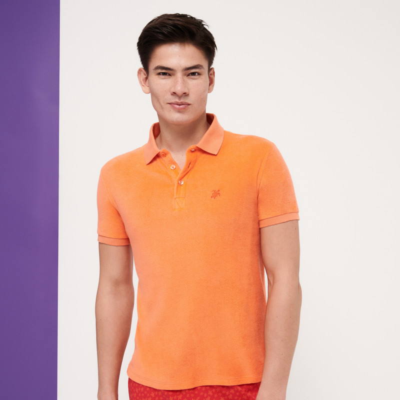 Men Terry Polo Shirt Solid 3