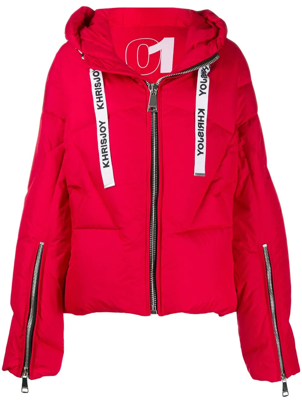 logo drawstring puffer jacket - 1