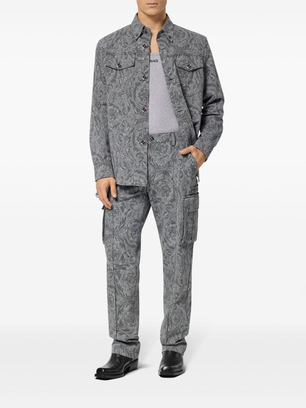 Barocco jacquard cargo trousers - 2