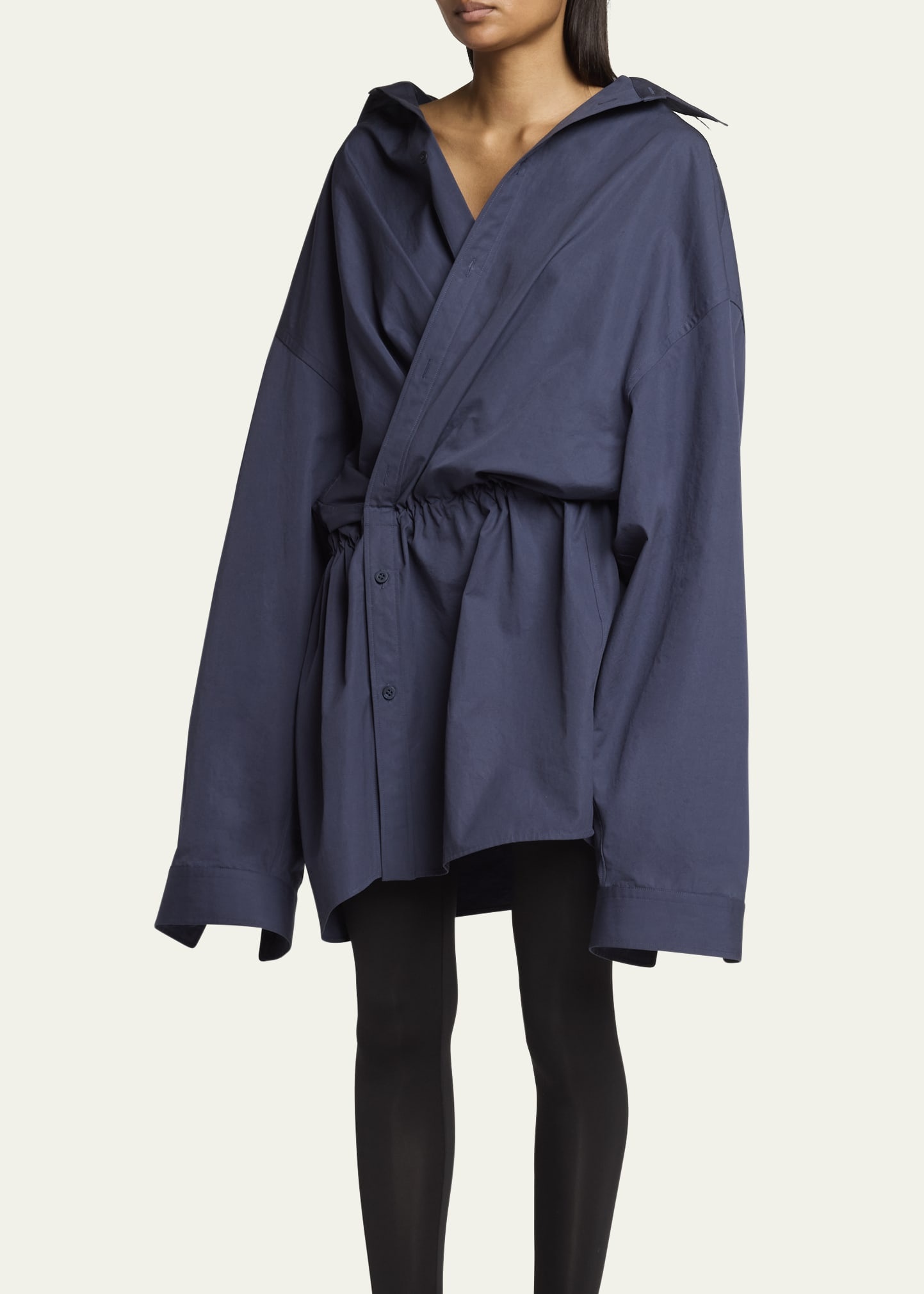 Mini Poplin Asymmetric Dress - 4