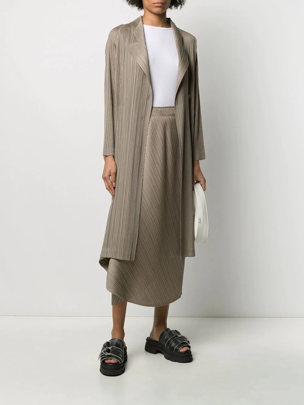 single button pleated light coat - 2