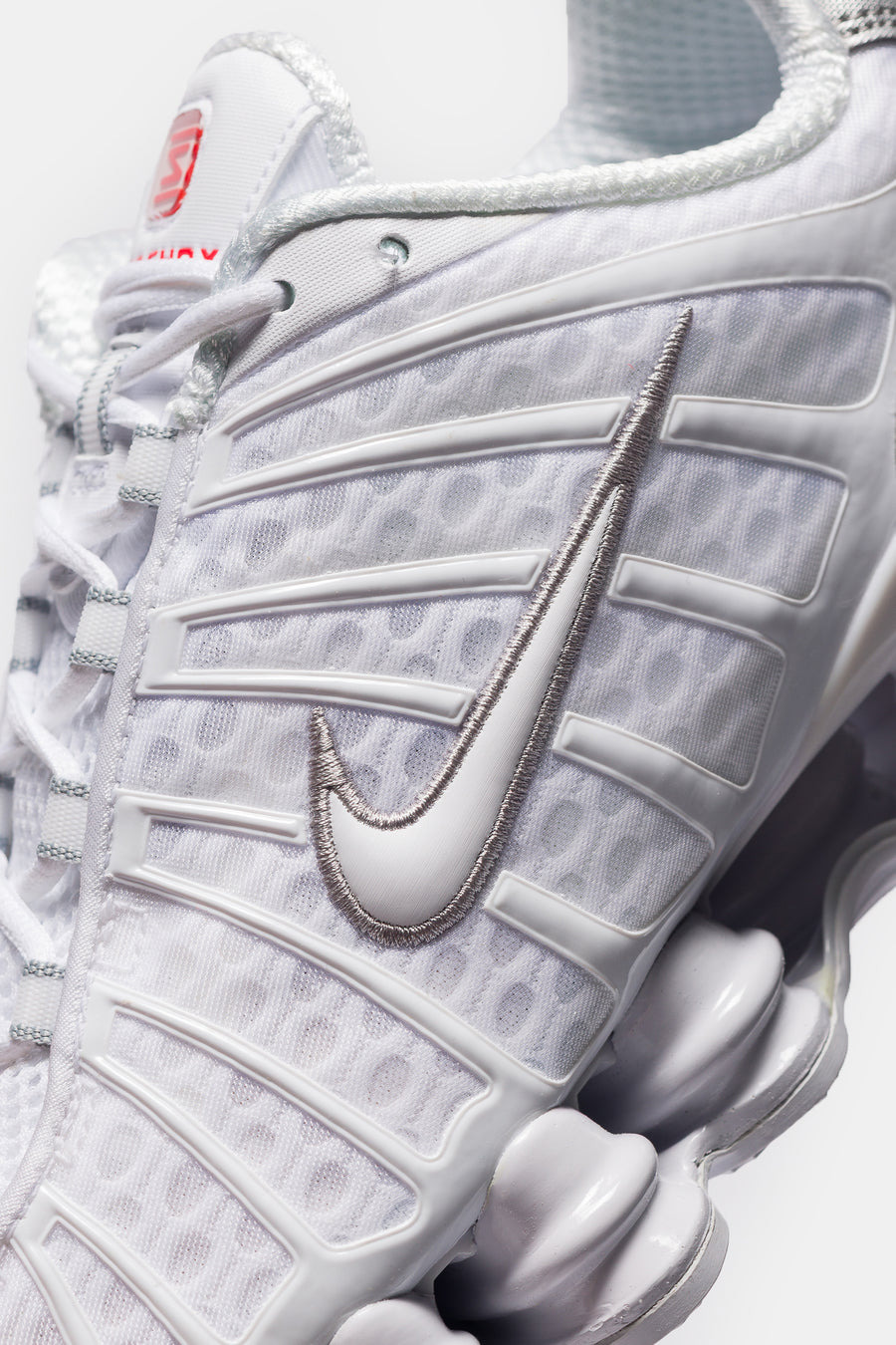 Shox TL Sneaker in White/White/Metallic Silver - 5