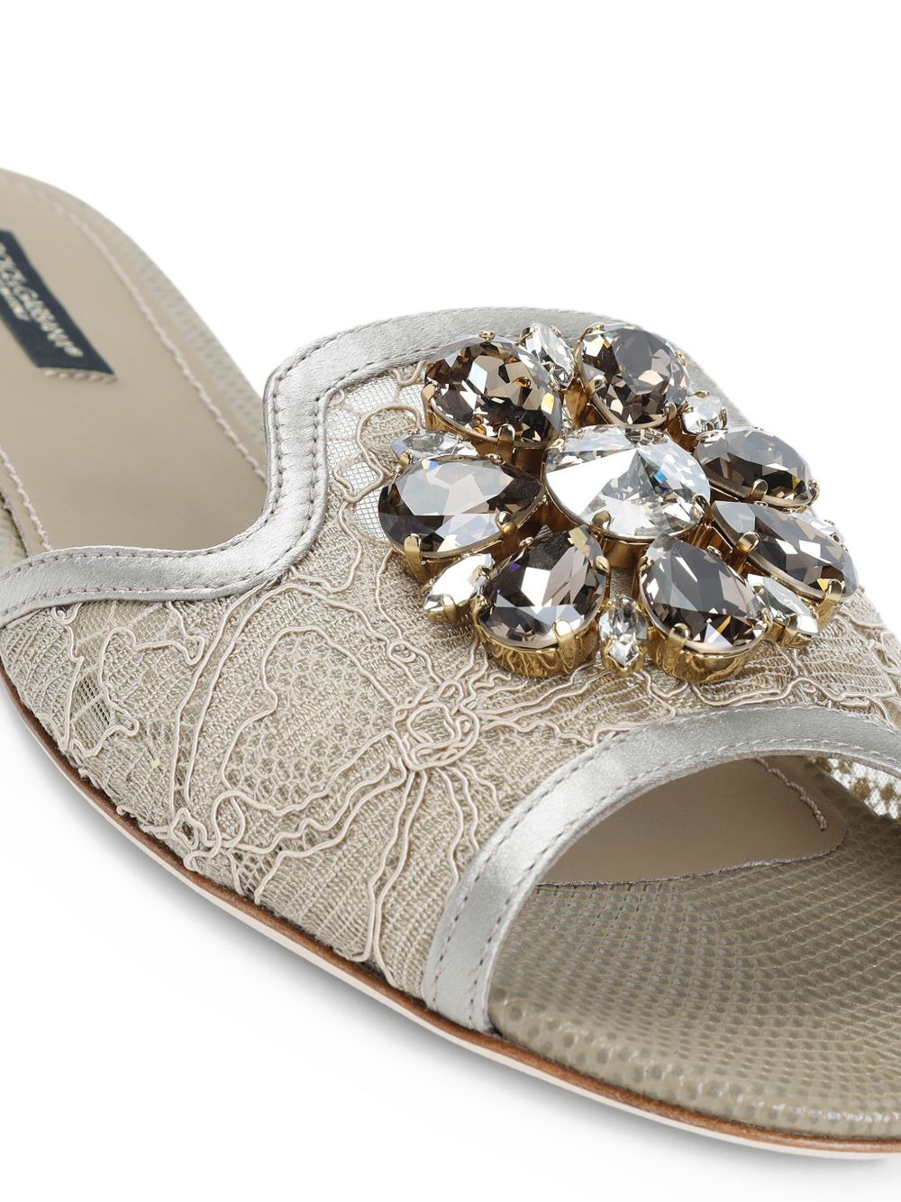 Bianca crystal-embellished lace sandals - 4