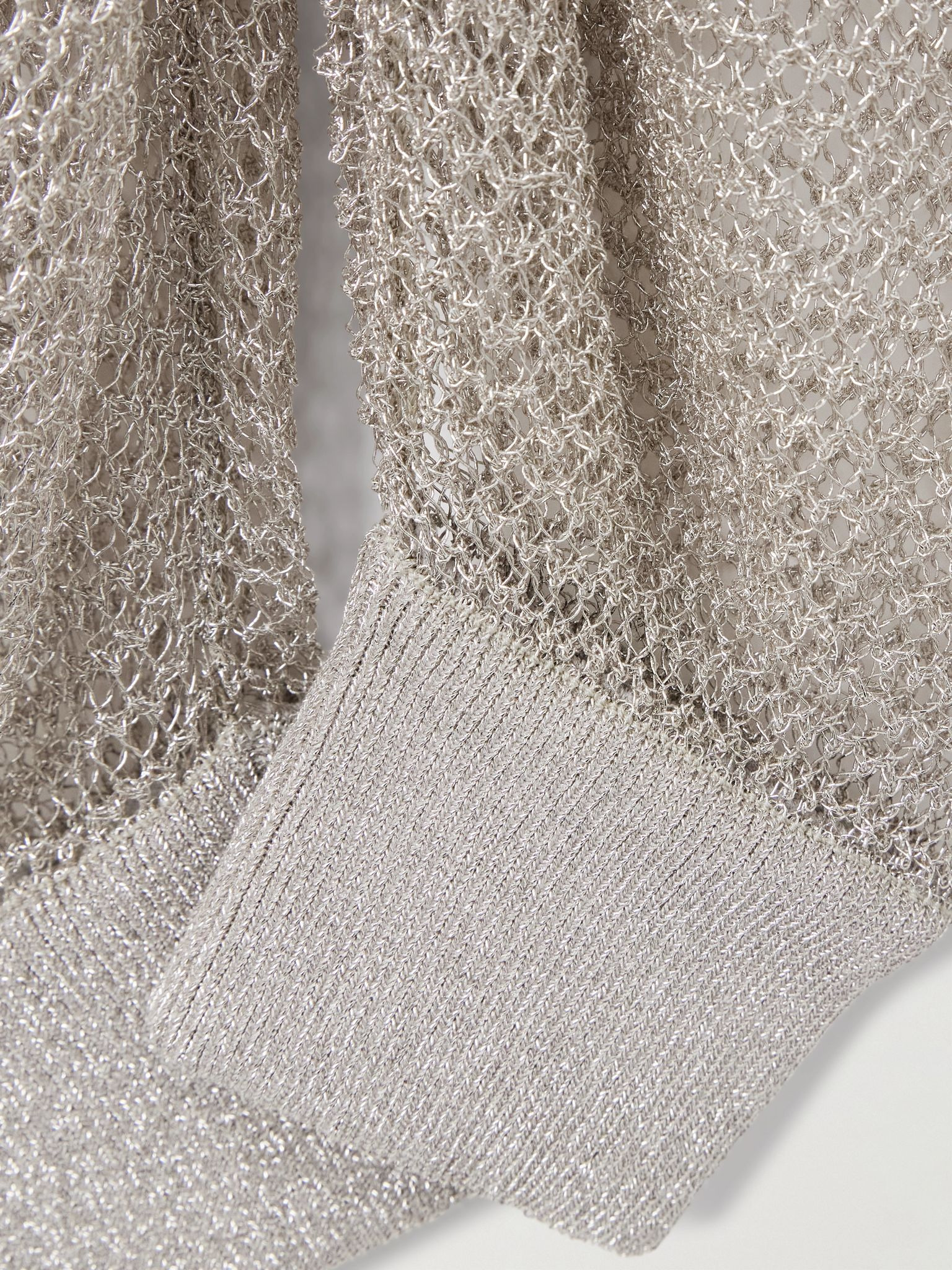 Metallic open-knit wide-leg pants Silver - 5