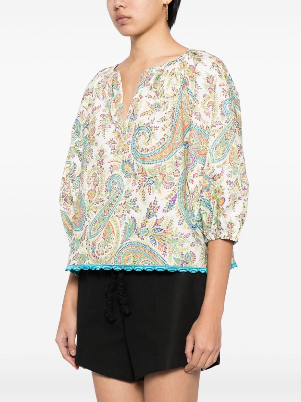 paisley-print cotton blouse - 3