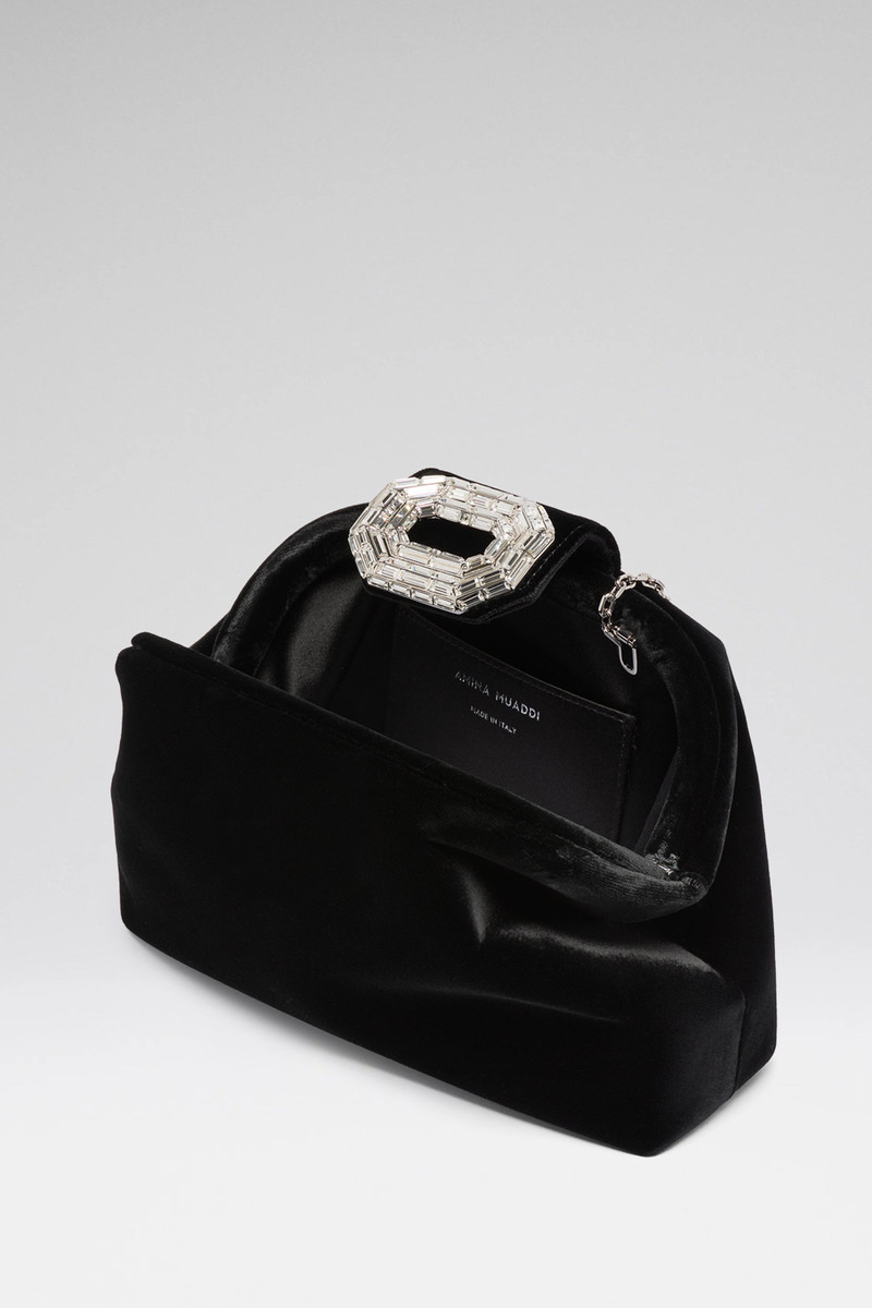 CAMELIA CLUTCH BLACK VELVET 4
