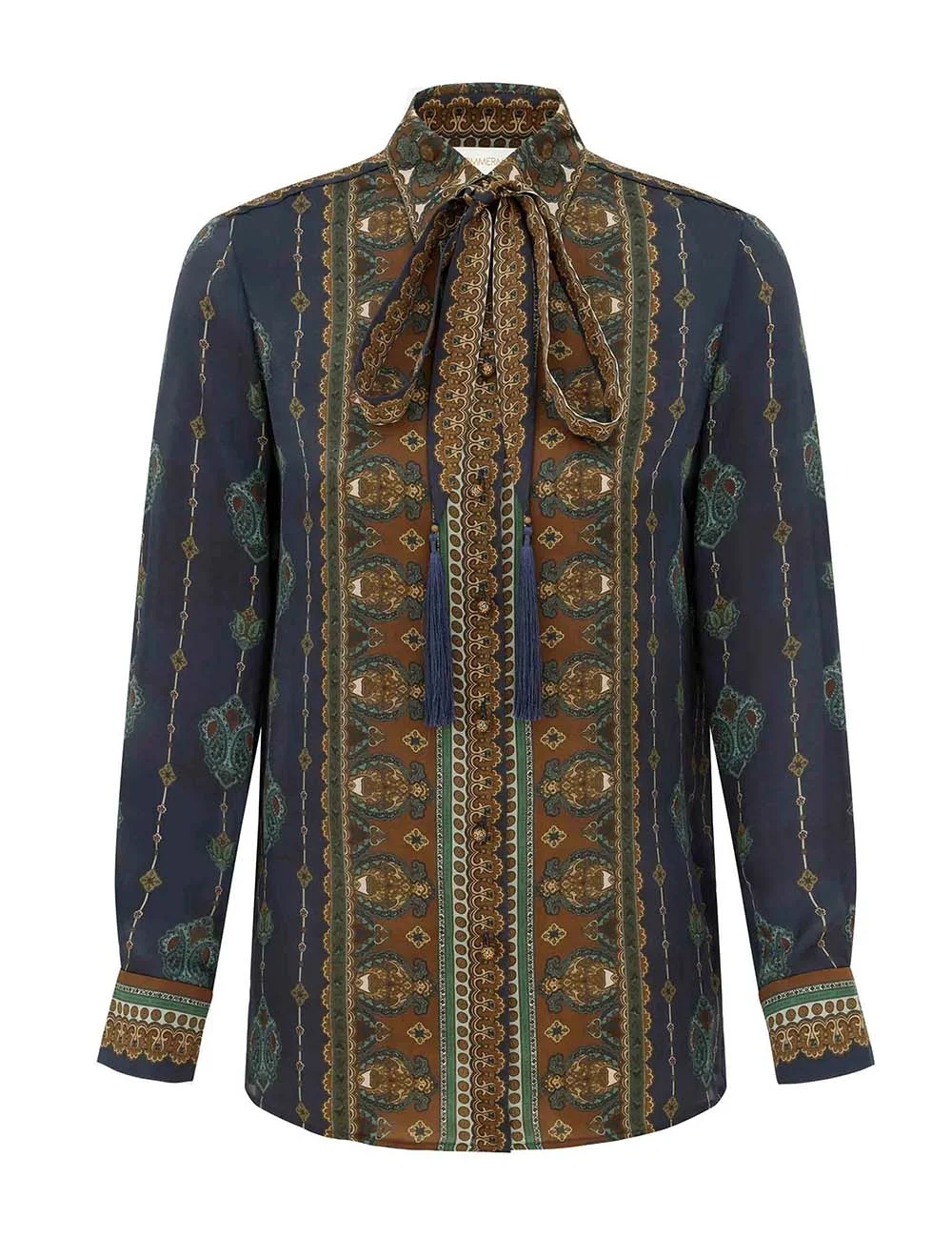 ASCENT SATIN SCARF SHIRT - 1