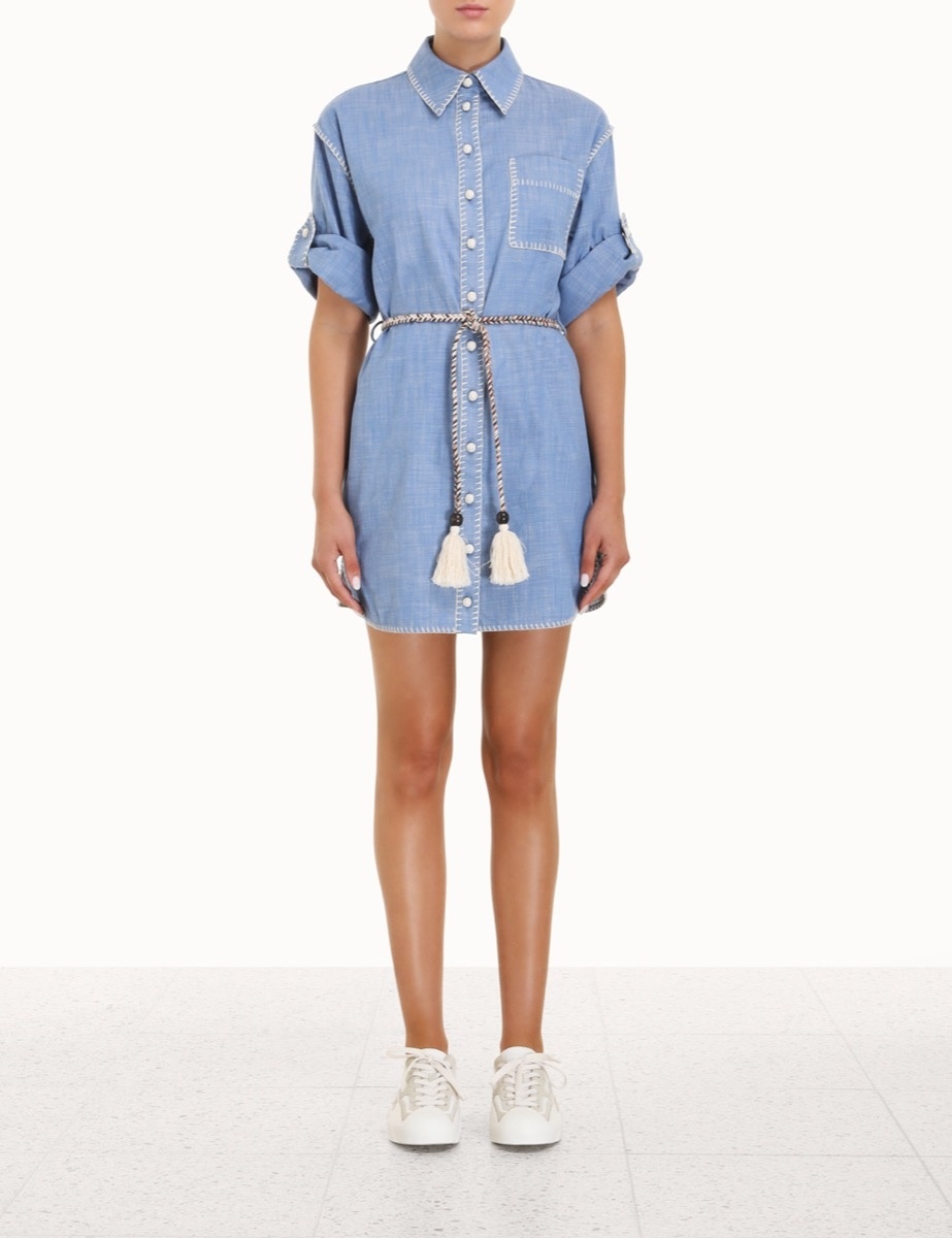 ZIMMERMANN Laurel belted mini shirt dress【関税なし】 Zimmermann LAUREL MINI SHIRT DRESS | REVERSIBLE