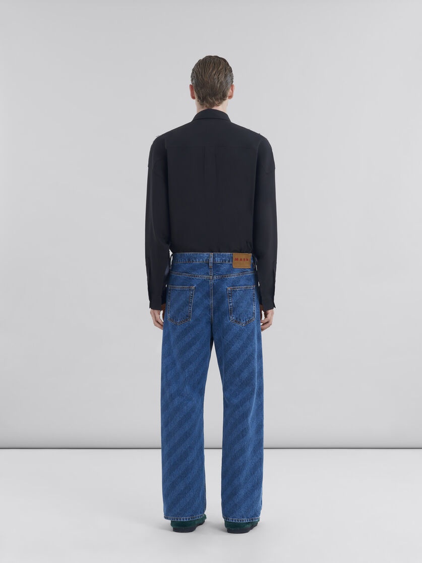 WIDE LEG BLUE JEANS WITH DIAGONAL STRIPE - 3